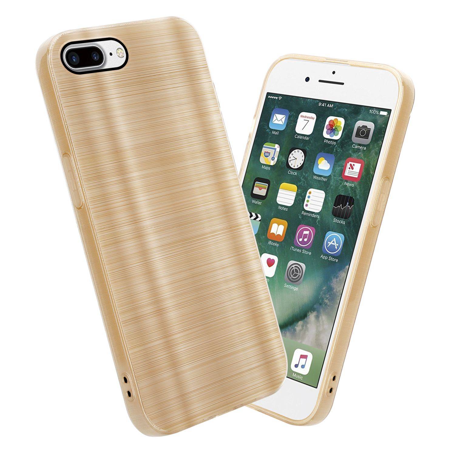 Cadorabo Hülle für Apple iPhone 7 PLUS / 7S PLUS / 8 PLUS Schutz Hülle in Gold Handyhülle TPU Silikon Etui Case