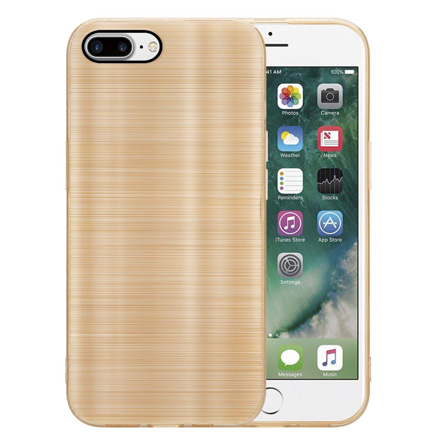 Cadorabo Hülle für Apple iPhone 7 PLUS / 7S PLUS / 8 PLUS Schutz Hülle in Gold Handyhülle TPU Silikon Etui Case