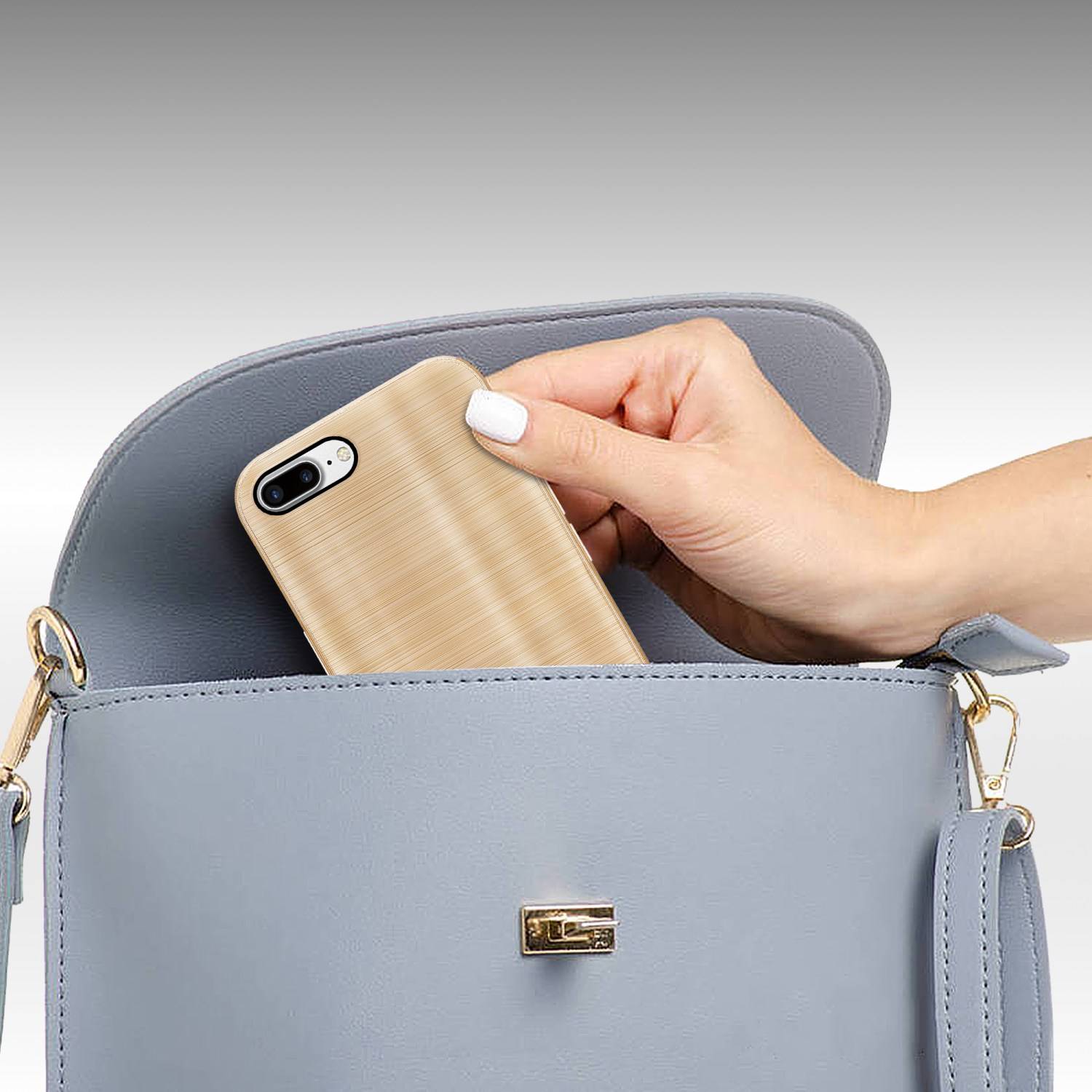 Cadorabo Hülle für Apple iPhone 7 PLUS / 7S PLUS / 8 PLUS Schutz Hülle in Gold Handyhülle TPU Silikon Etui Case
