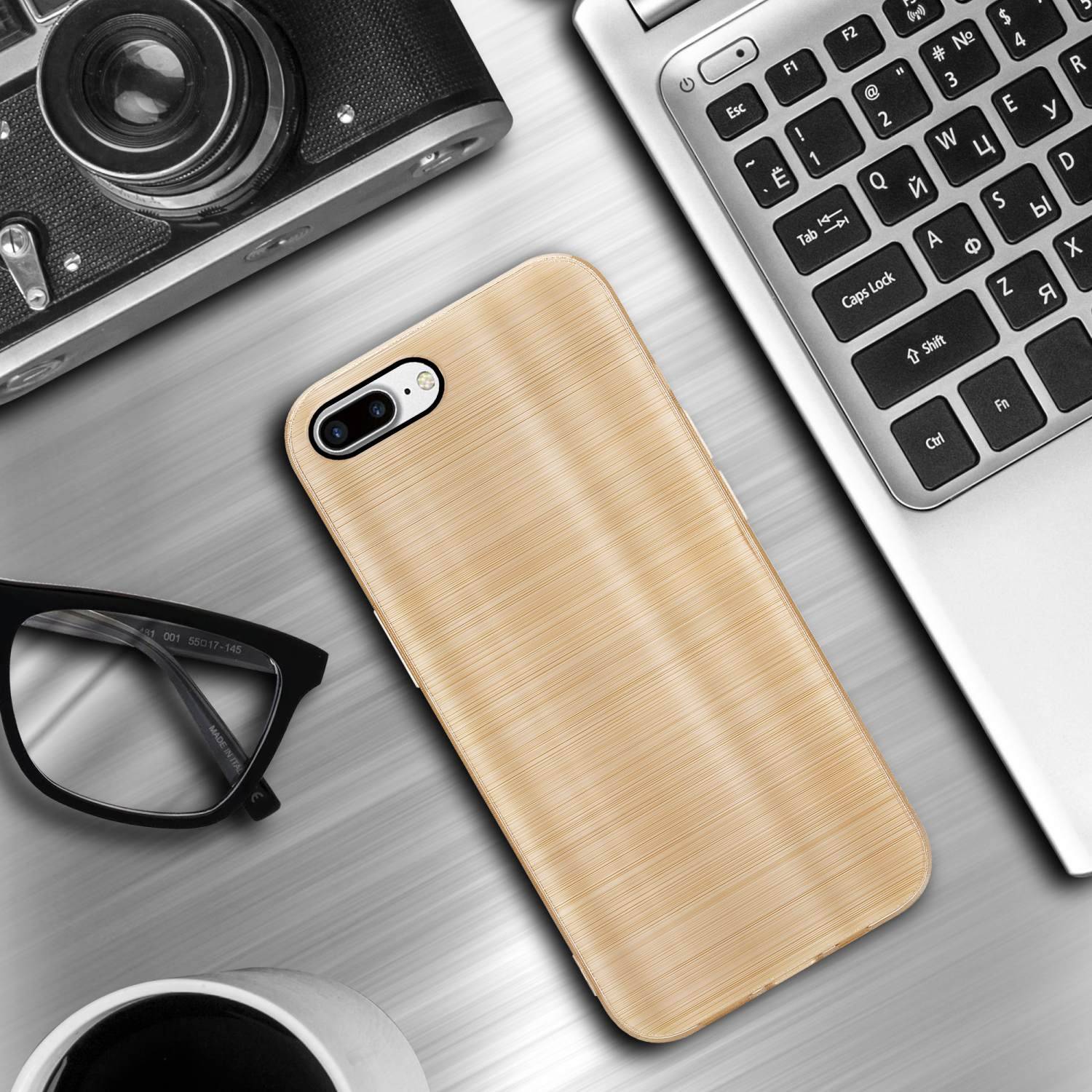 Cadorabo Hülle für Apple iPhone 7 PLUS / 7S PLUS / 8 PLUS Schutz Hülle in Gold Handyhülle TPU Silikon Etui Case