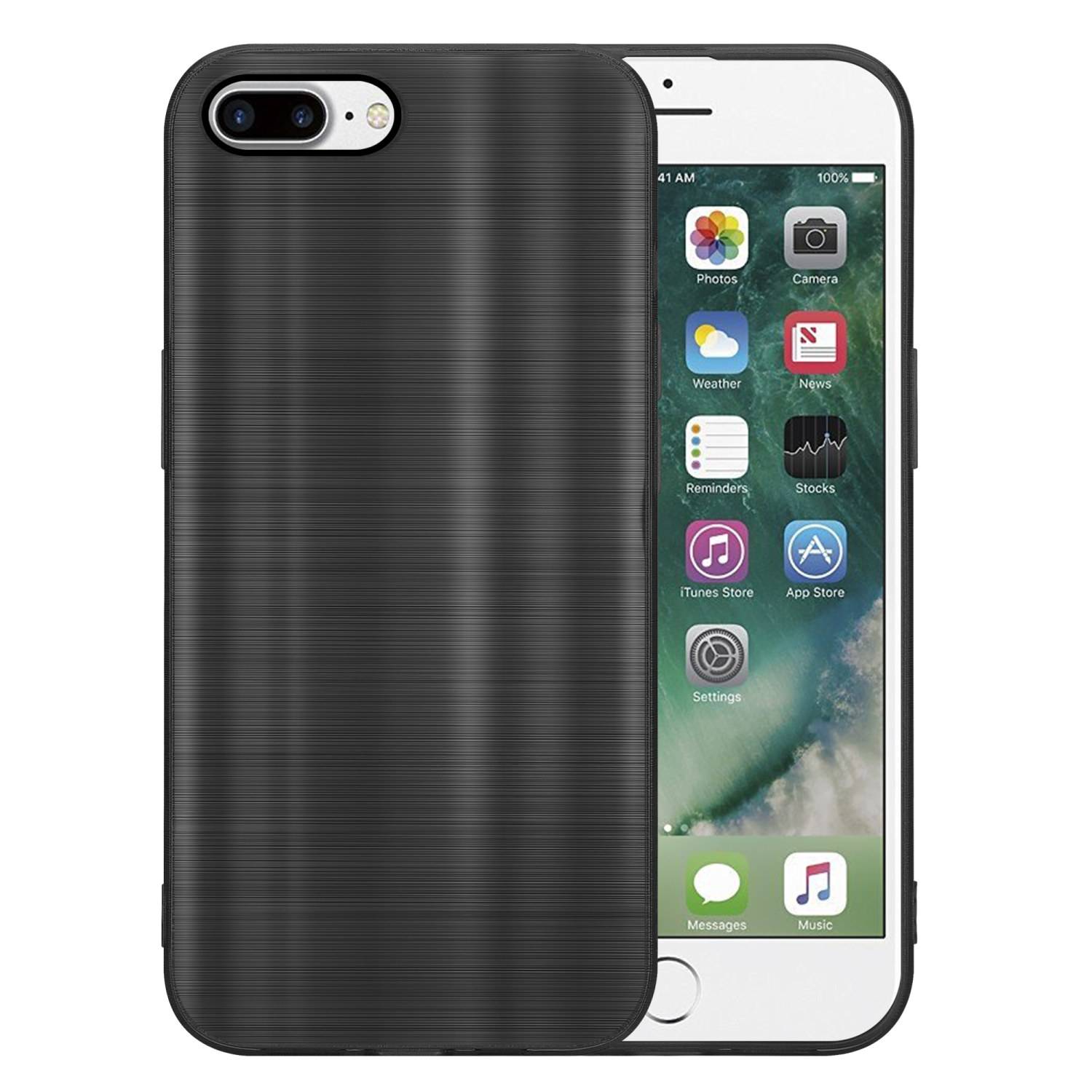 Cadorabo Hülle für Apple iPhone 7 PLUS / 7S PLUS / 8 PLUS Schutz Hülle in Schwarz Handyhülle TPU Silikon Etui Case