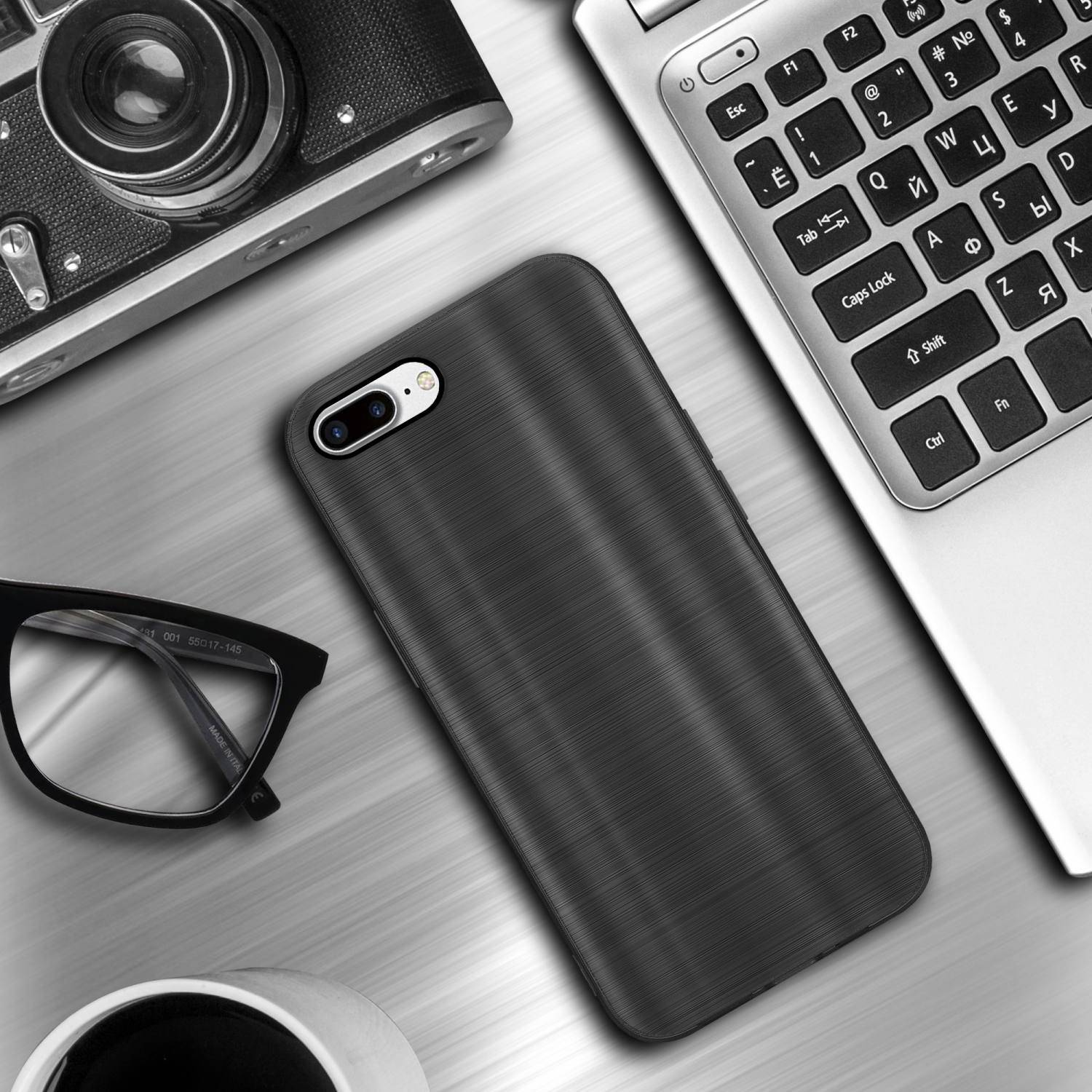 Cadorabo Hülle für Apple iPhone 7 PLUS / 7S PLUS / 8 PLUS Schutz Hülle in Schwarz Handyhülle TPU Silikon Etui Case