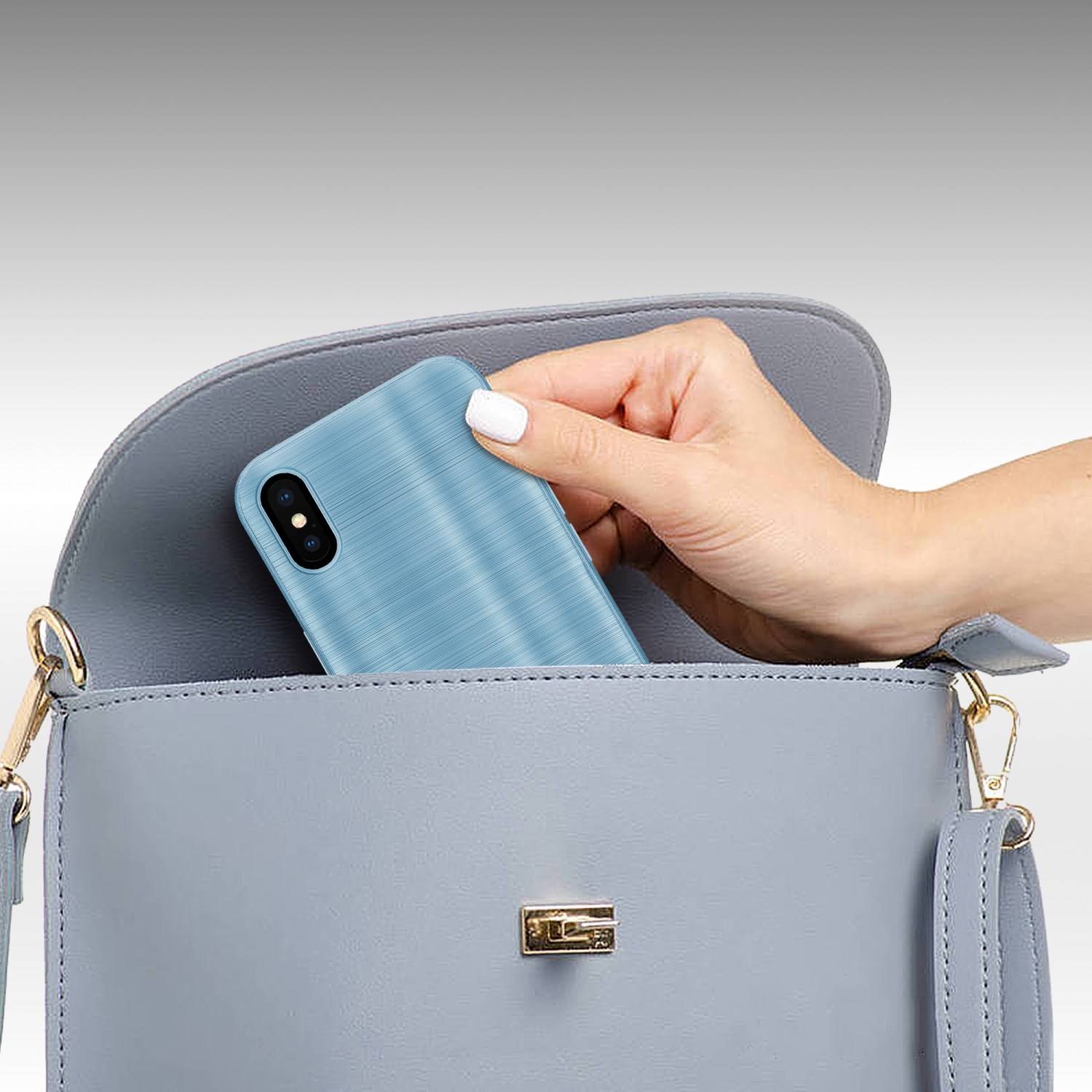 Cadorabo Hülle für Apple iPhone X / XS Schutz Hülle in Türkis Handyhülle TPU Silikon Etui Case