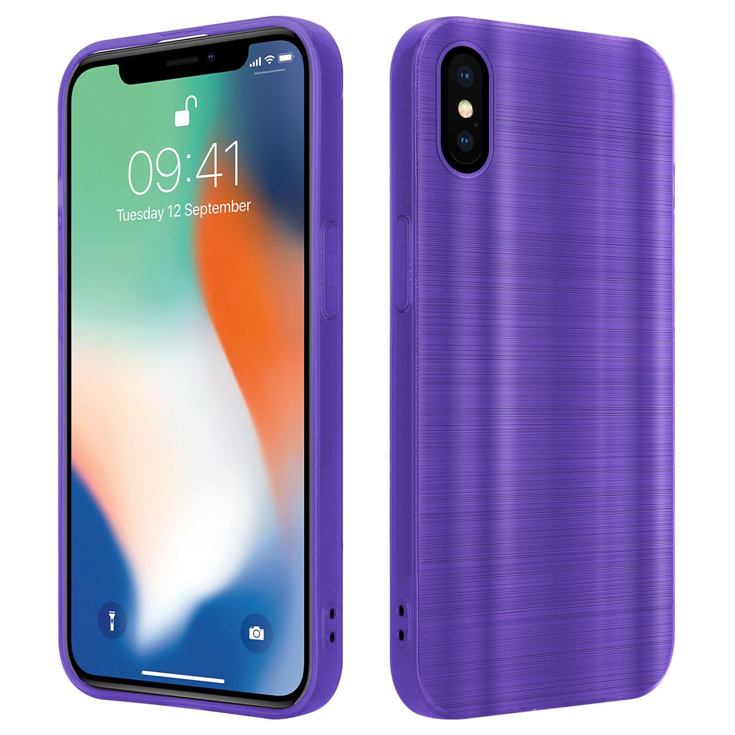 Cadorabo Hülle für Apple iPhone X / XS Schutz Hülle in Lila Handyhülle TPU Silikon Etui Case