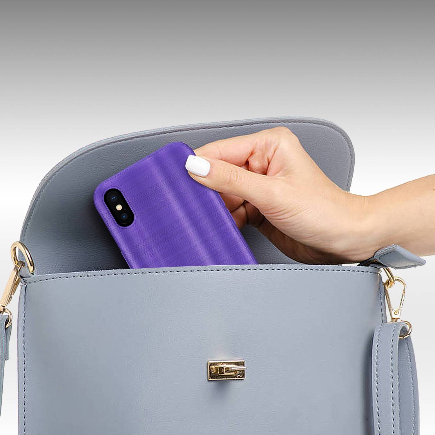 Cadorabo Hülle für Apple iPhone X / XS Schutz Hülle in Lila Handyhülle TPU Silikon Etui Case