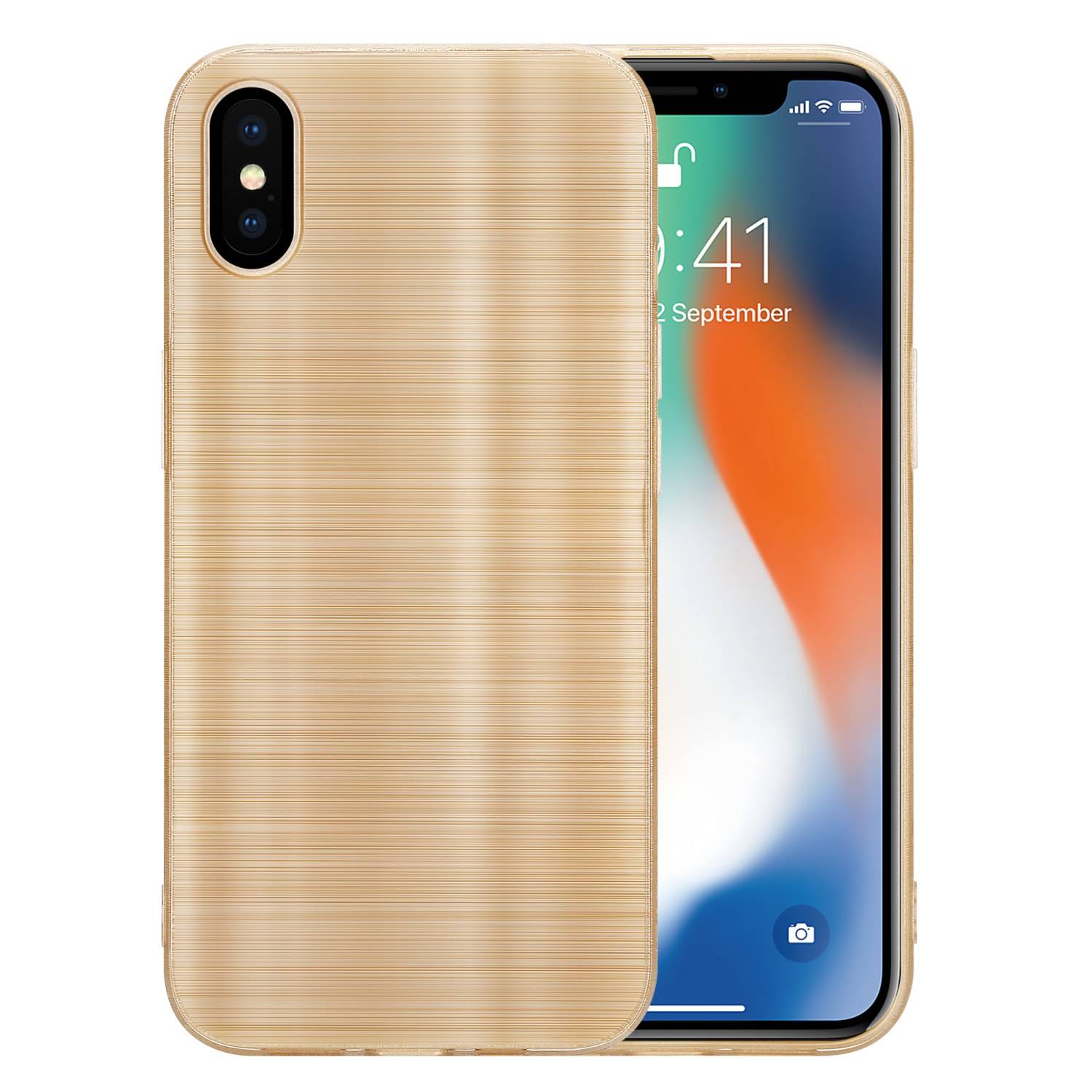 Cadorabo Hülle für Apple iPhone X / XS Schutz Hülle in Gold Handyhülle TPU Silikon Etui Case