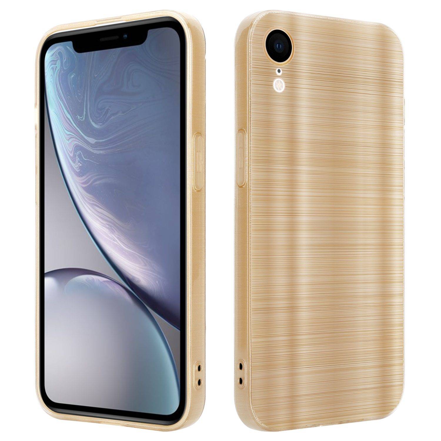 Cadorabo Hülle für Apple iPhone XR Schutz Hülle in Gold Handyhülle TPU Silikon Etui Case