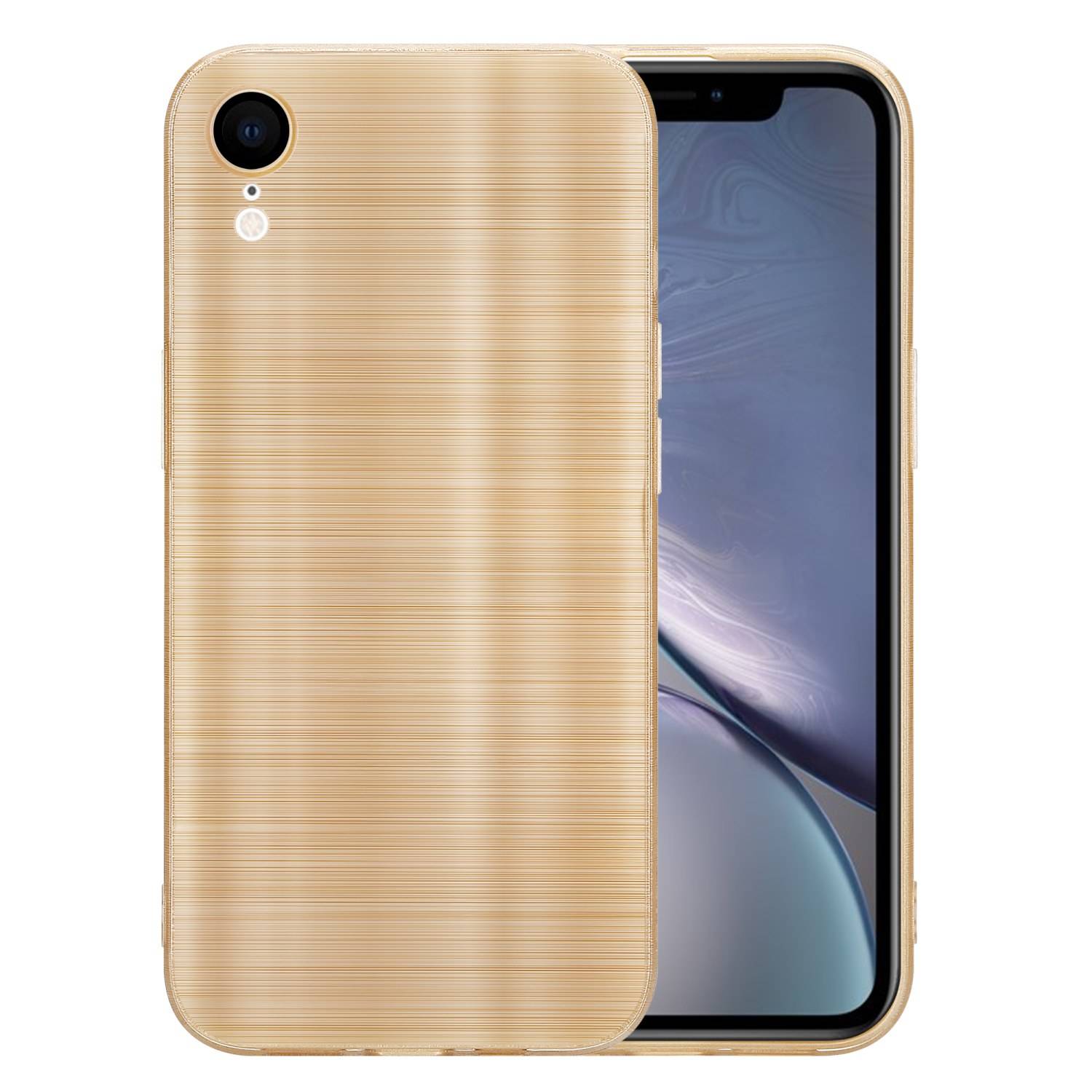 Cadorabo Hülle für Apple iPhone XR Schutz Hülle in Gold Handyhülle TPU Silikon Etui Case
