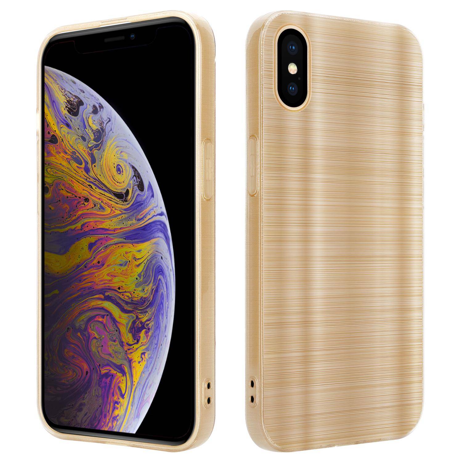 Cadorabo Hülle für Apple iPhone XS MAX Schutz Hülle in Gold Handyhülle TPU Silikon Etui Case