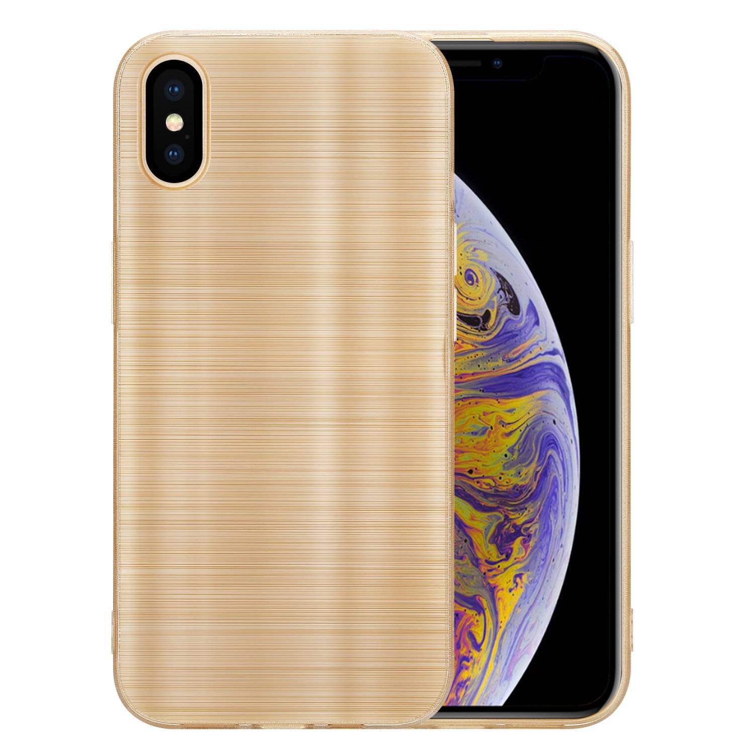 Cadorabo Hülle für Apple iPhone XS MAX Schutz Hülle in Gold Handyhülle TPU Silikon Etui Case