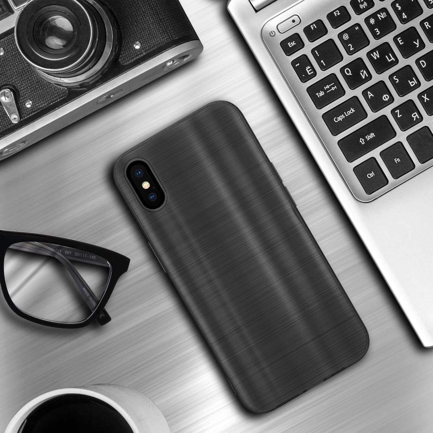 Cadorabo Hülle für Apple iPhone XS MAX Schutz Hülle in Schwarz Handyhülle TPU Silikon Etui Case