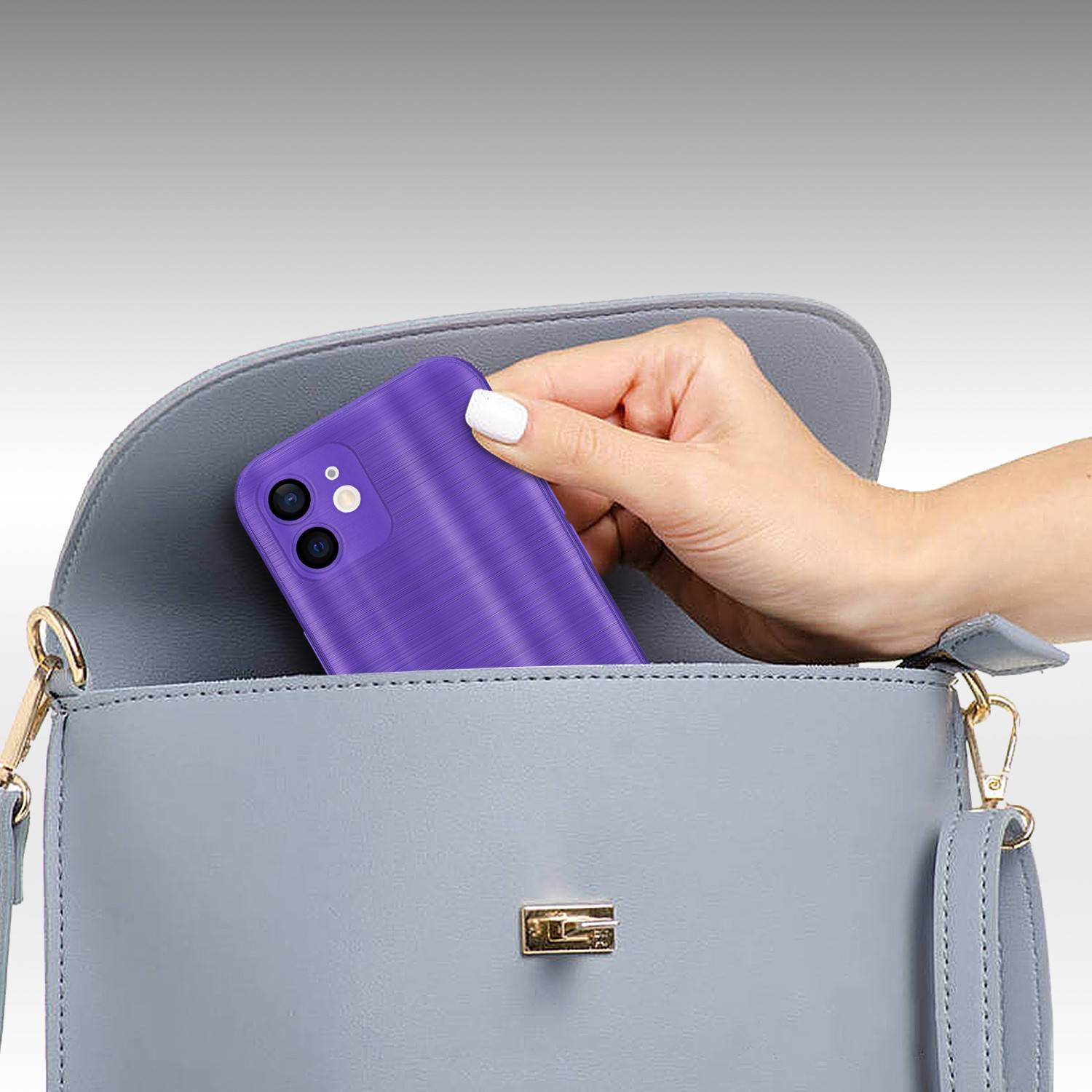 Cadorabo Hülle für Apple iPhone 12 Schutz Hülle in Lila Handyhülle TPU Silikon Etui Case