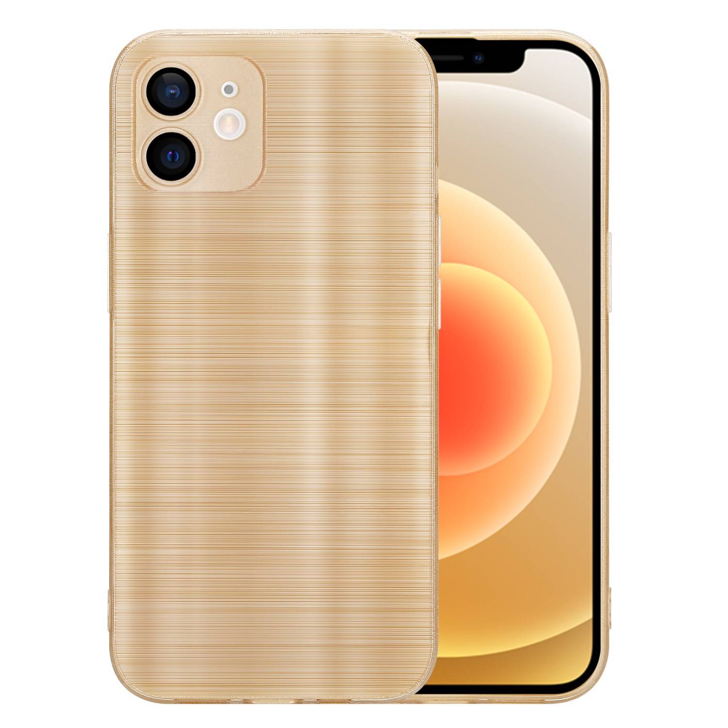 Cadorabo Hülle für Apple iPhone 12 Schutz Hülle in Gold Handyhülle TPU Silikon Etui Case