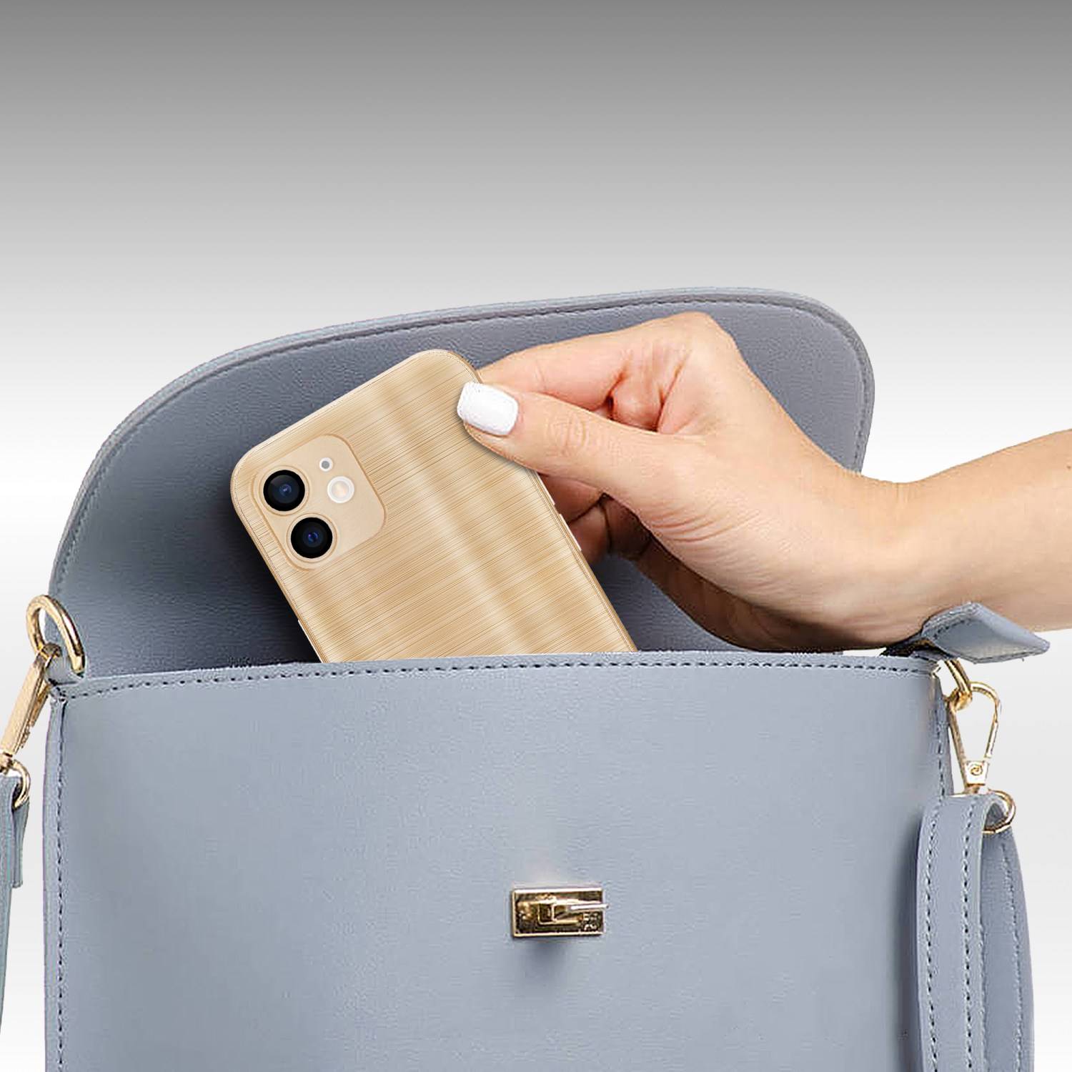 Cadorabo Hülle für Apple iPhone 12 Schutz Hülle in Gold Handyhülle TPU Silikon Etui Case