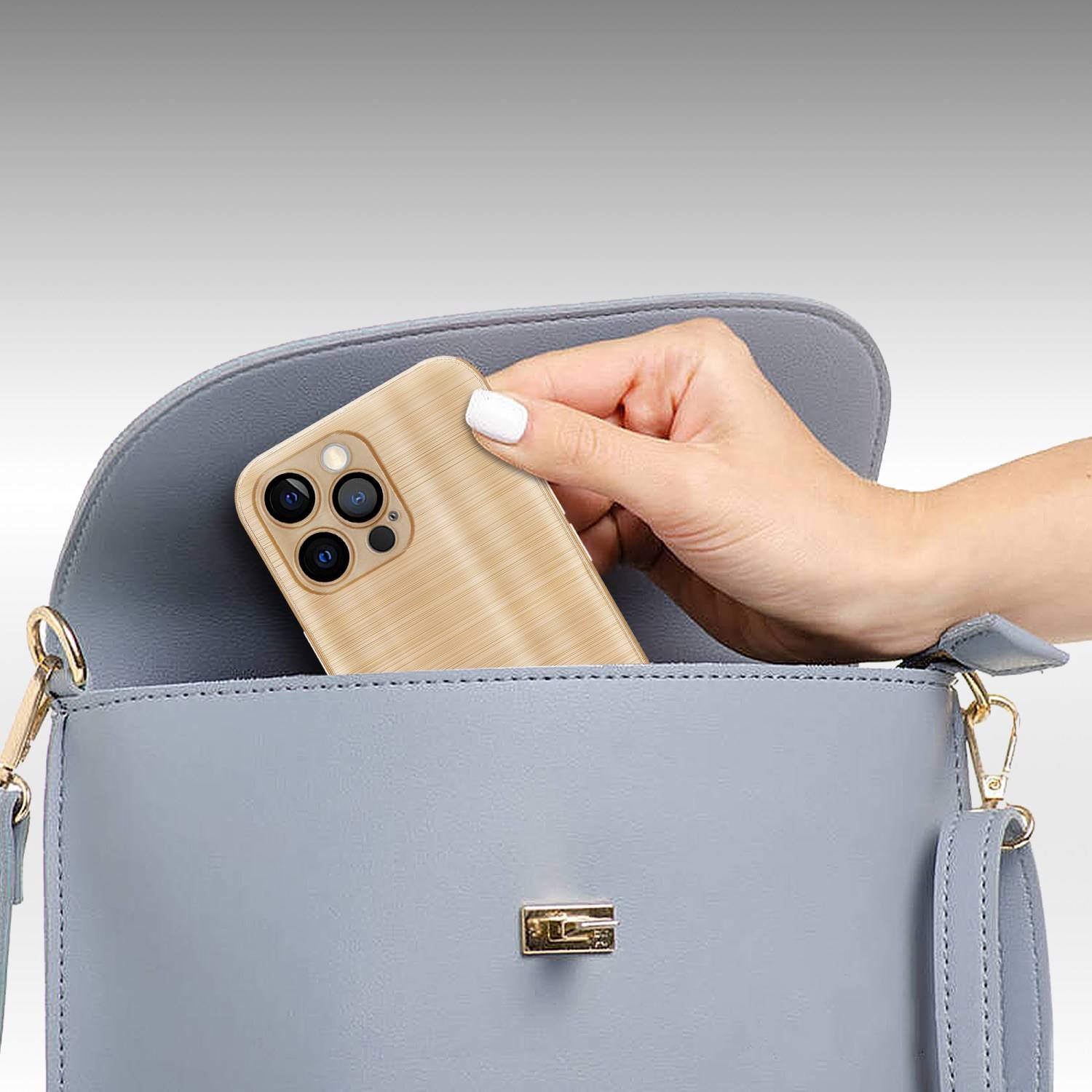 Cadorabo Hülle für Apple iPhone 12 PRO Schutz Hülle in Gold Handyhülle TPU Silikon Etui Case