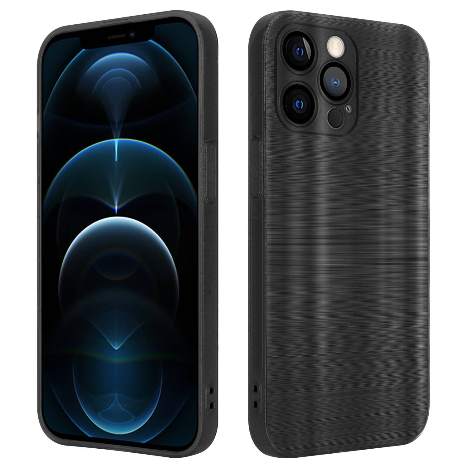 Cadorabo Hülle für Apple iPhone 12 PRO Schutz Hülle in Schwarz Handyhülle TPU Silikon Etui Case