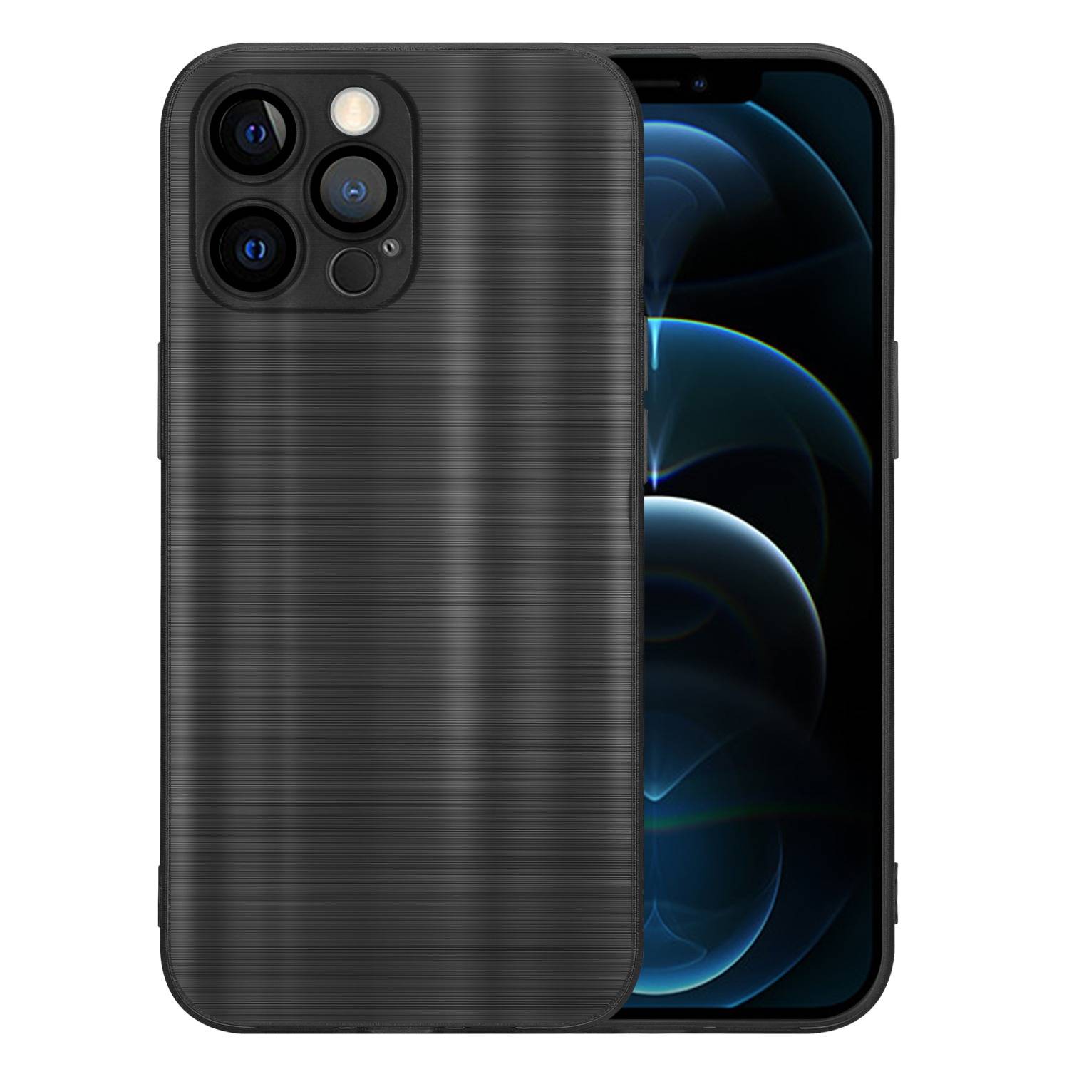 Cadorabo Hülle für Apple iPhone 12 PRO Schutz Hülle in Schwarz Handyhülle TPU Silikon Etui Case