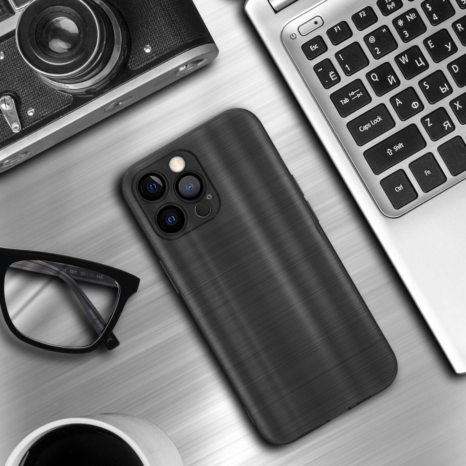 Cadorabo Hülle für Apple iPhone 12 PRO Schutz Hülle in Schwarz Handyhülle TPU Silikon Etui Case