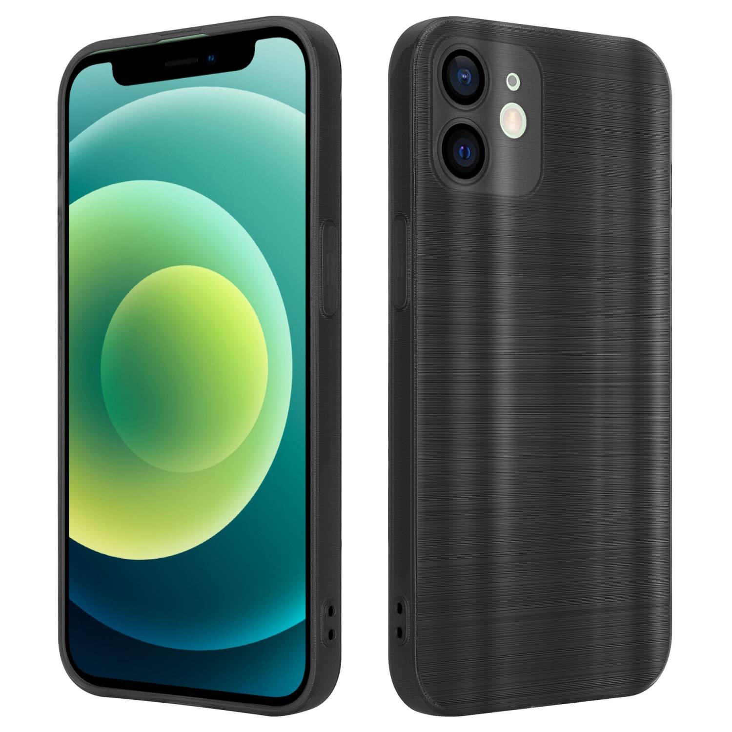 Cadorabo Hülle für Apple iPhone 12 MINI Schutz Hülle in Schwarz Handyhülle TPU Silikon Etui Case