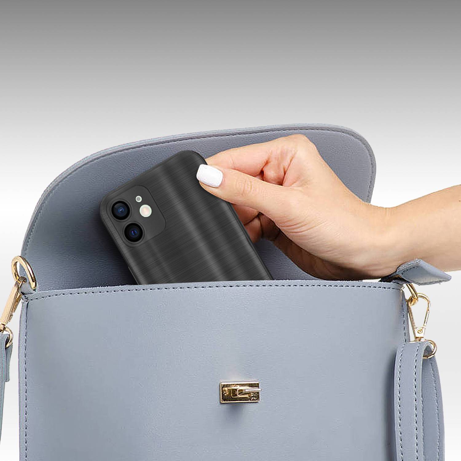 Cadorabo Hülle für Apple iPhone 12 MINI Schutz Hülle in Schwarz Handyhülle TPU Silikon Etui Case
