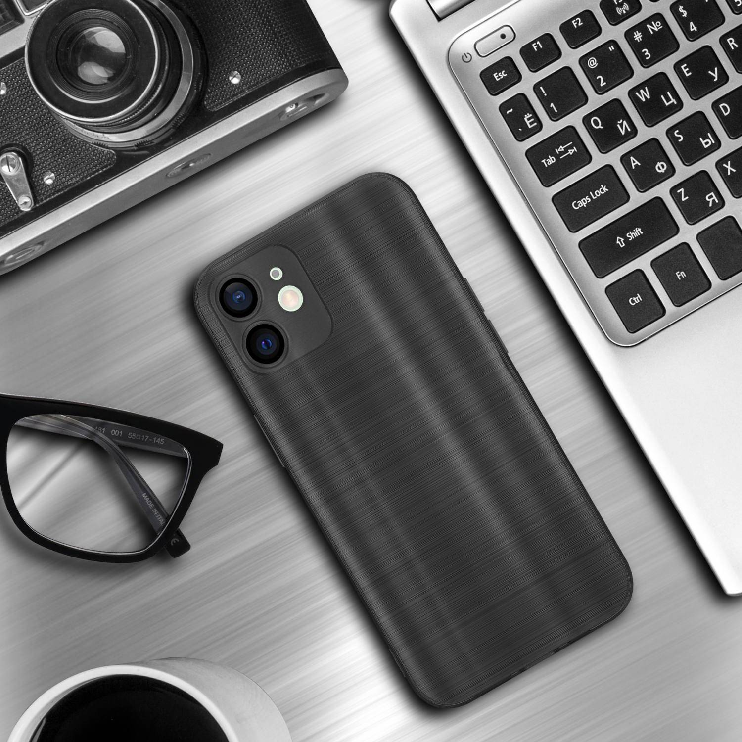 Cadorabo Hülle für Apple iPhone 12 MINI Schutz Hülle in Schwarz Handyhülle TPU Silikon Etui Case