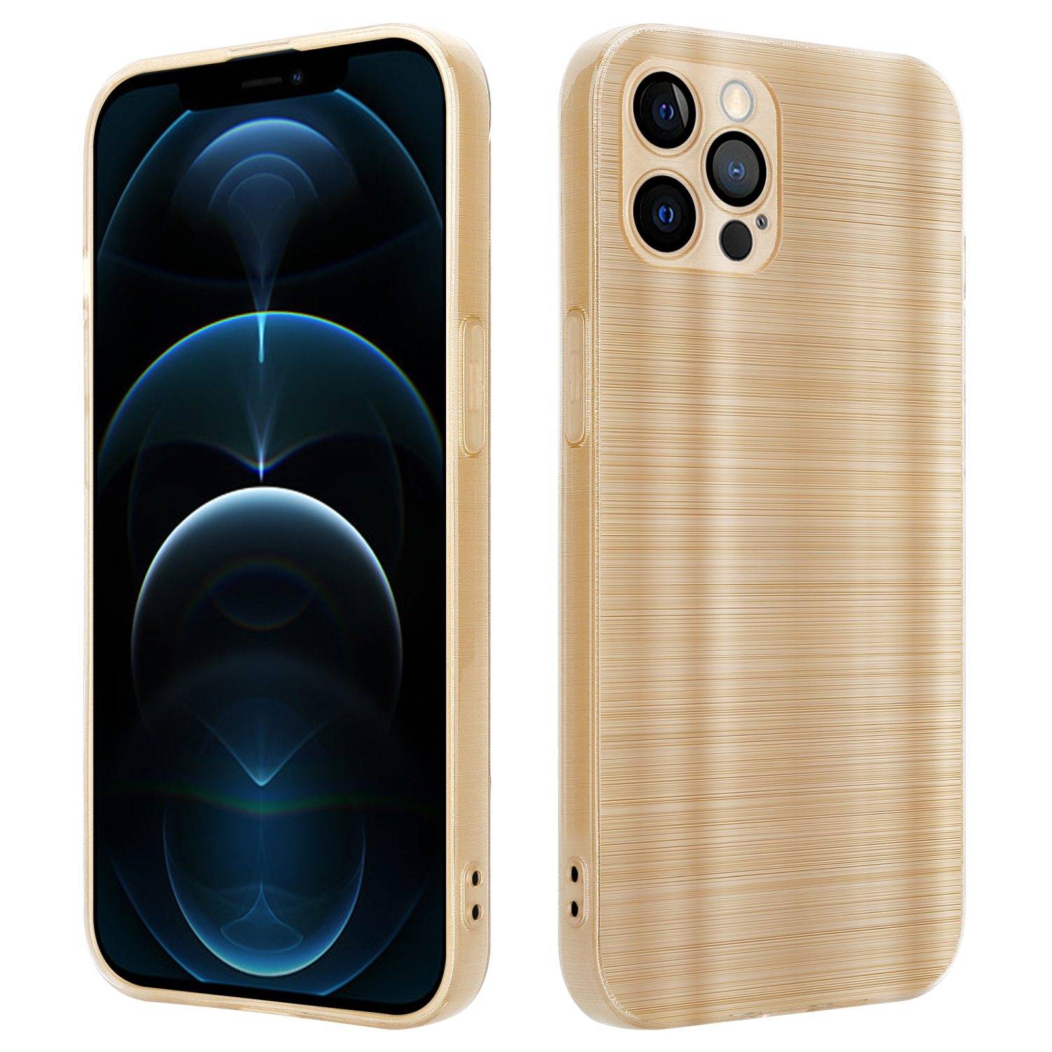 Cadorabo Hülle für Apple iPhone 12 PRO MAX Schutz Hülle in Gold Handyhülle TPU Silikon Etui Case