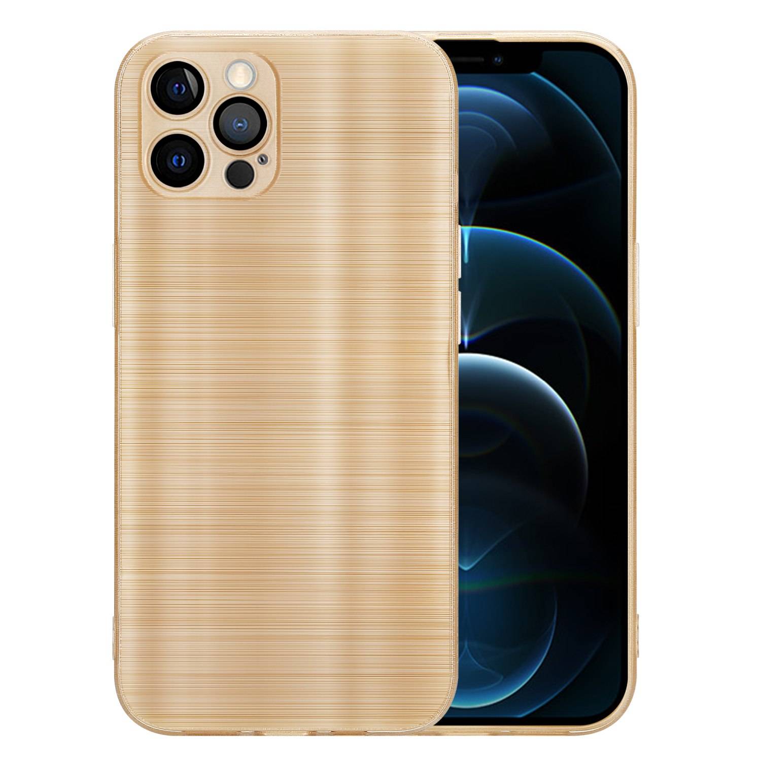 Cadorabo Hülle für Apple iPhone 12 PRO MAX Schutz Hülle in Gold Handyhülle TPU Silikon Etui Case