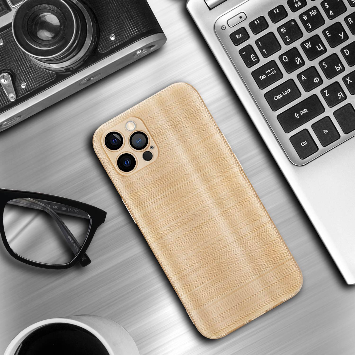 Cadorabo Hülle für Apple iPhone 12 PRO MAX Schutz Hülle in Gold Handyhülle TPU Silikon Etui Case