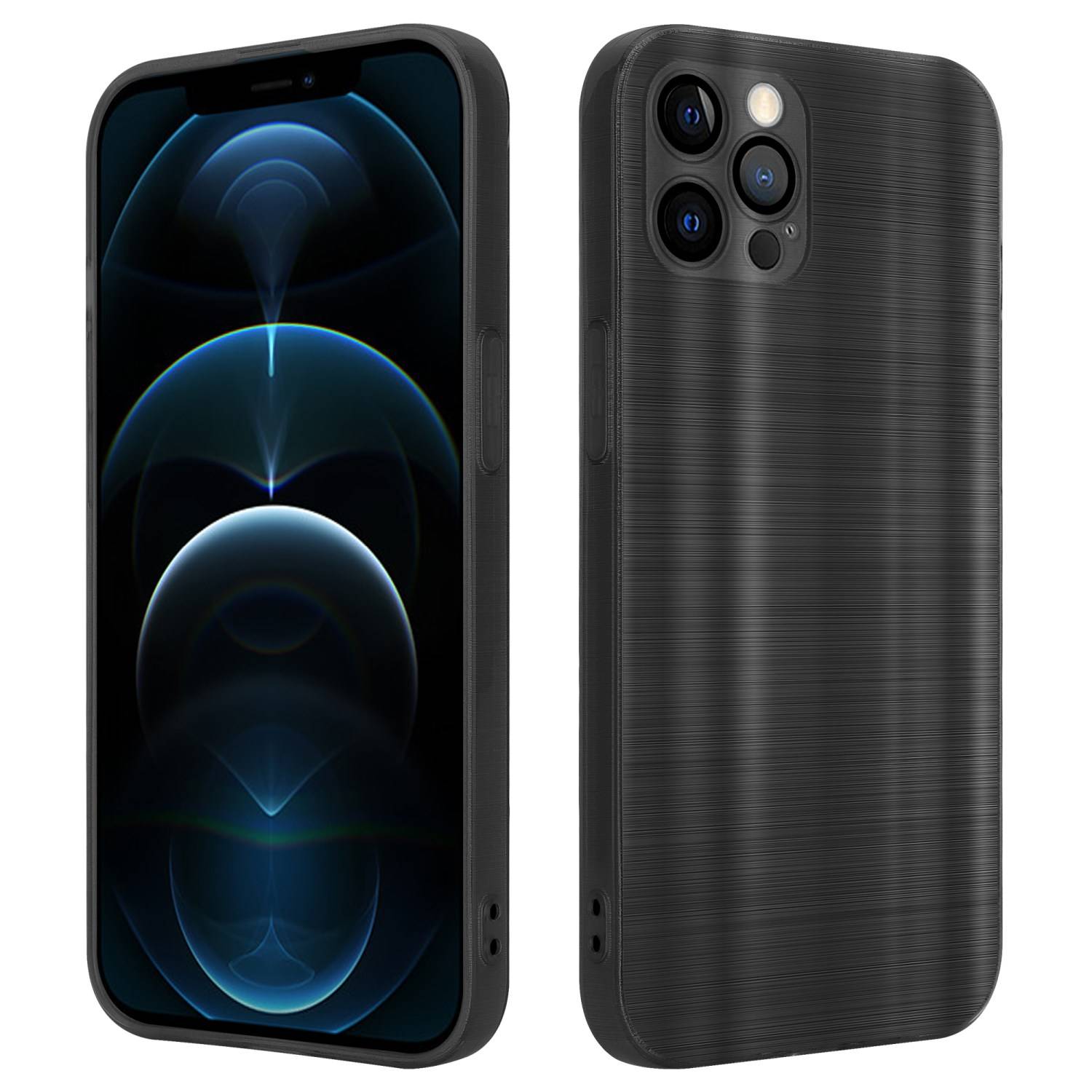 Cadorabo Hülle für Apple iPhone 12 PRO MAX Schutz Hülle in Schwarz Handyhülle TPU Silikon Etui Case