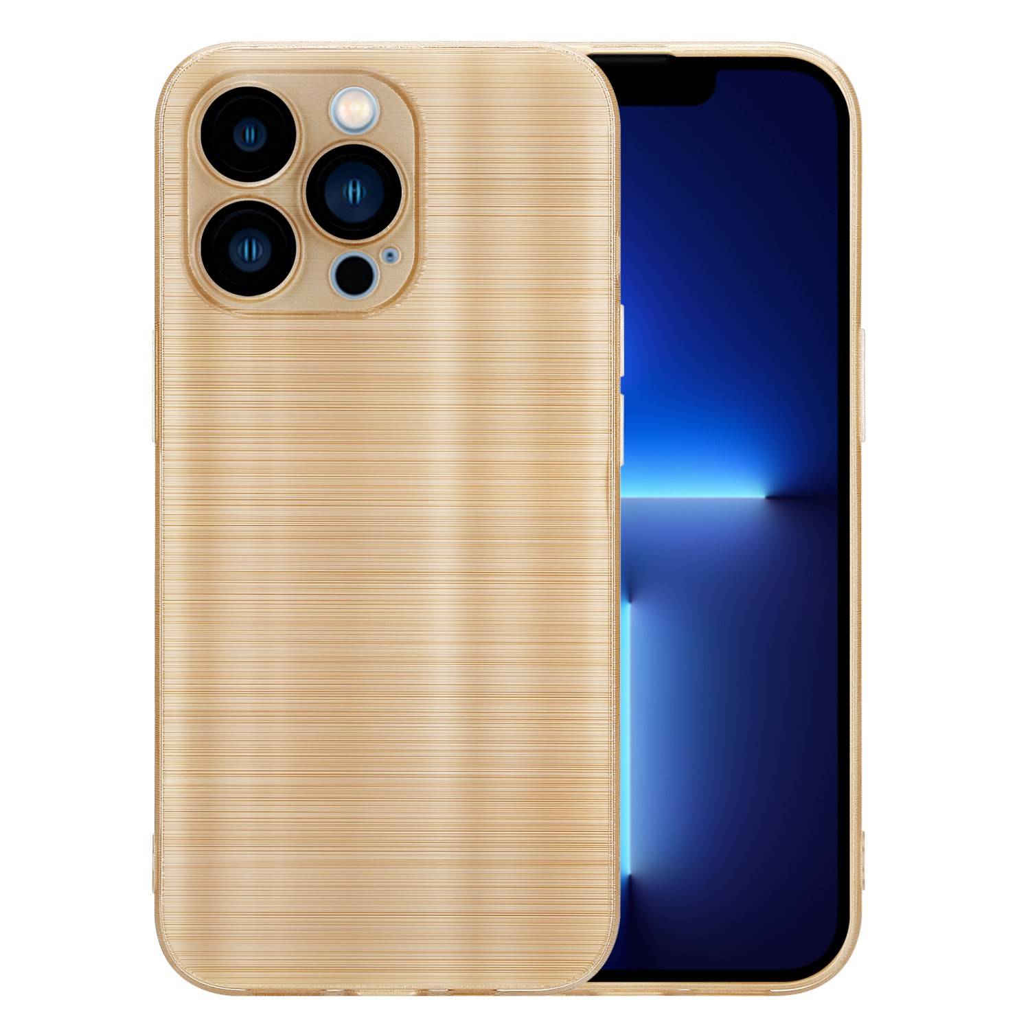 Cadorabo Hülle für Apple iPhone 13 PRO Schutz Hülle in Gold Handyhülle TPU Silikon Etui Case