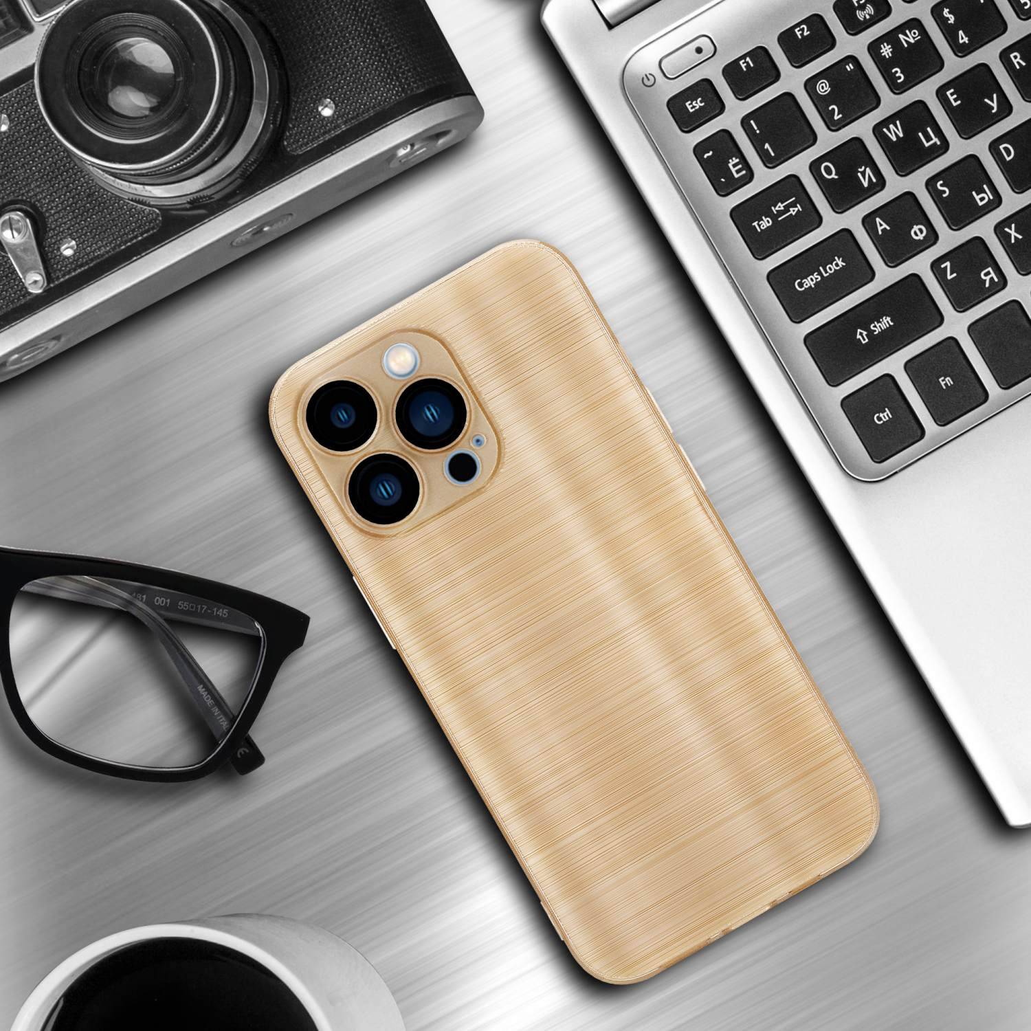 Cadorabo Hülle für Apple iPhone 13 PRO Schutz Hülle in Gold Handyhülle TPU Silikon Etui Case