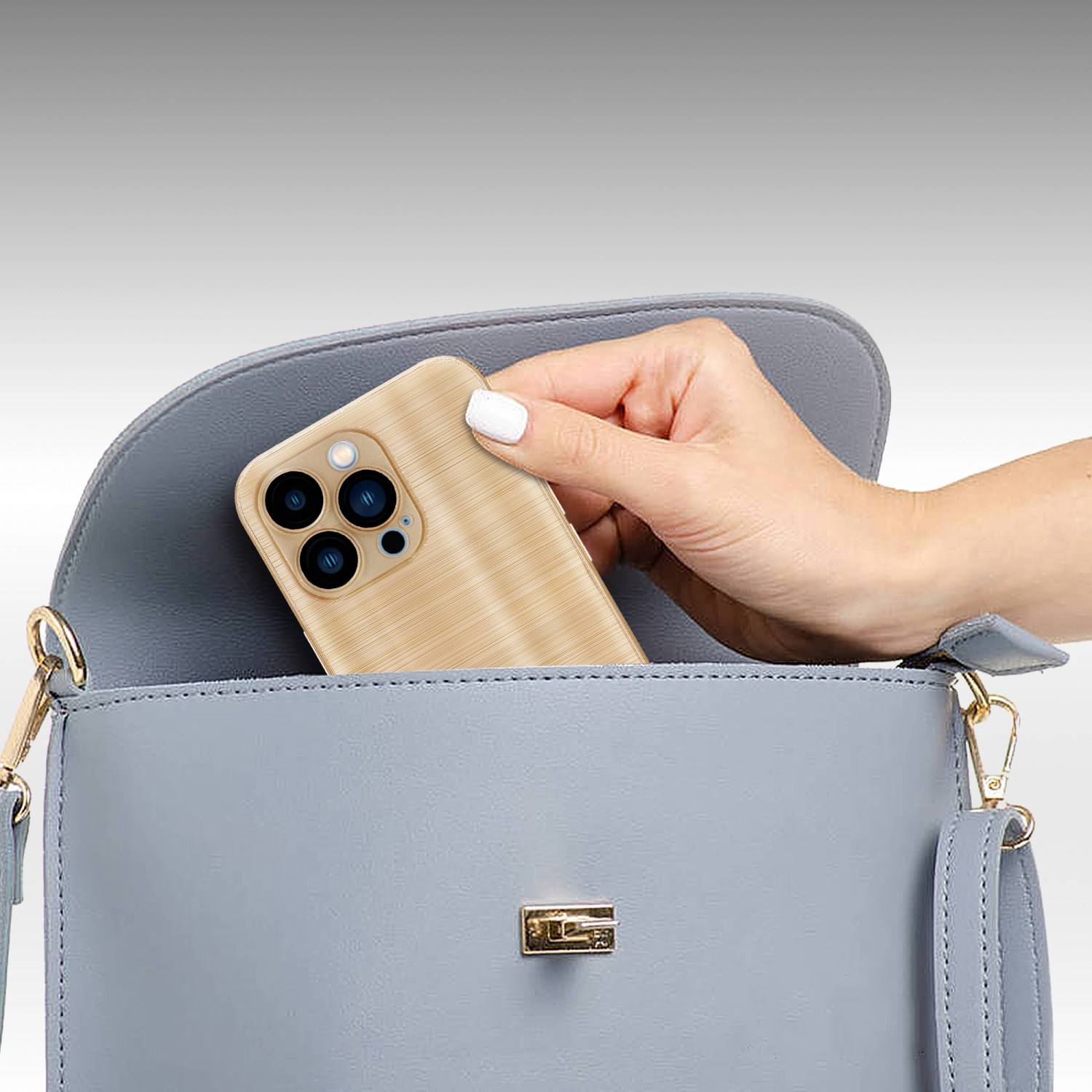 Cadorabo Hülle für Apple iPhone 13 PRO Schutz Hülle in Gold Handyhülle TPU Silikon Etui Case