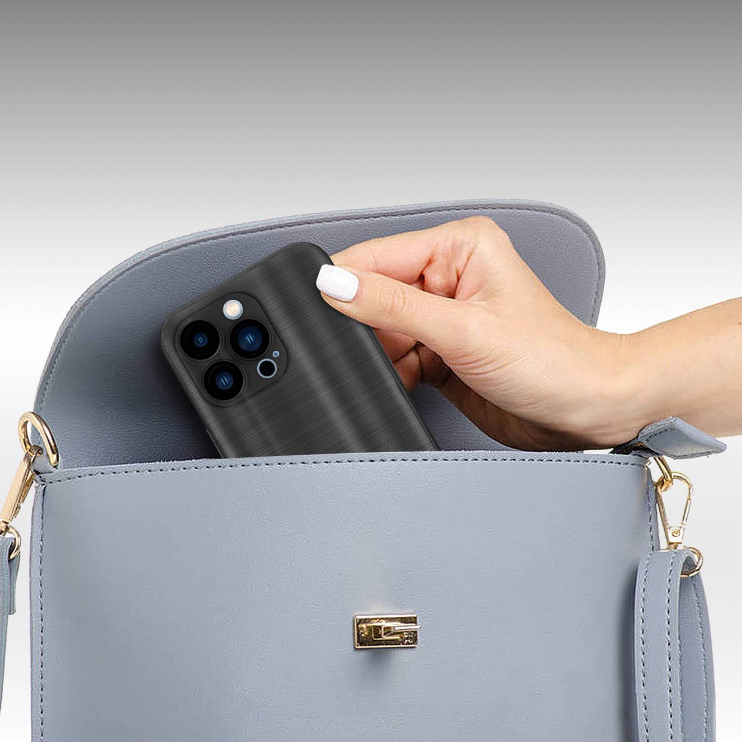 Cadorabo Hülle für Apple iPhone 13 PRO Schutz Hülle in Schwarz Handyhülle TPU Silikon Etui Case