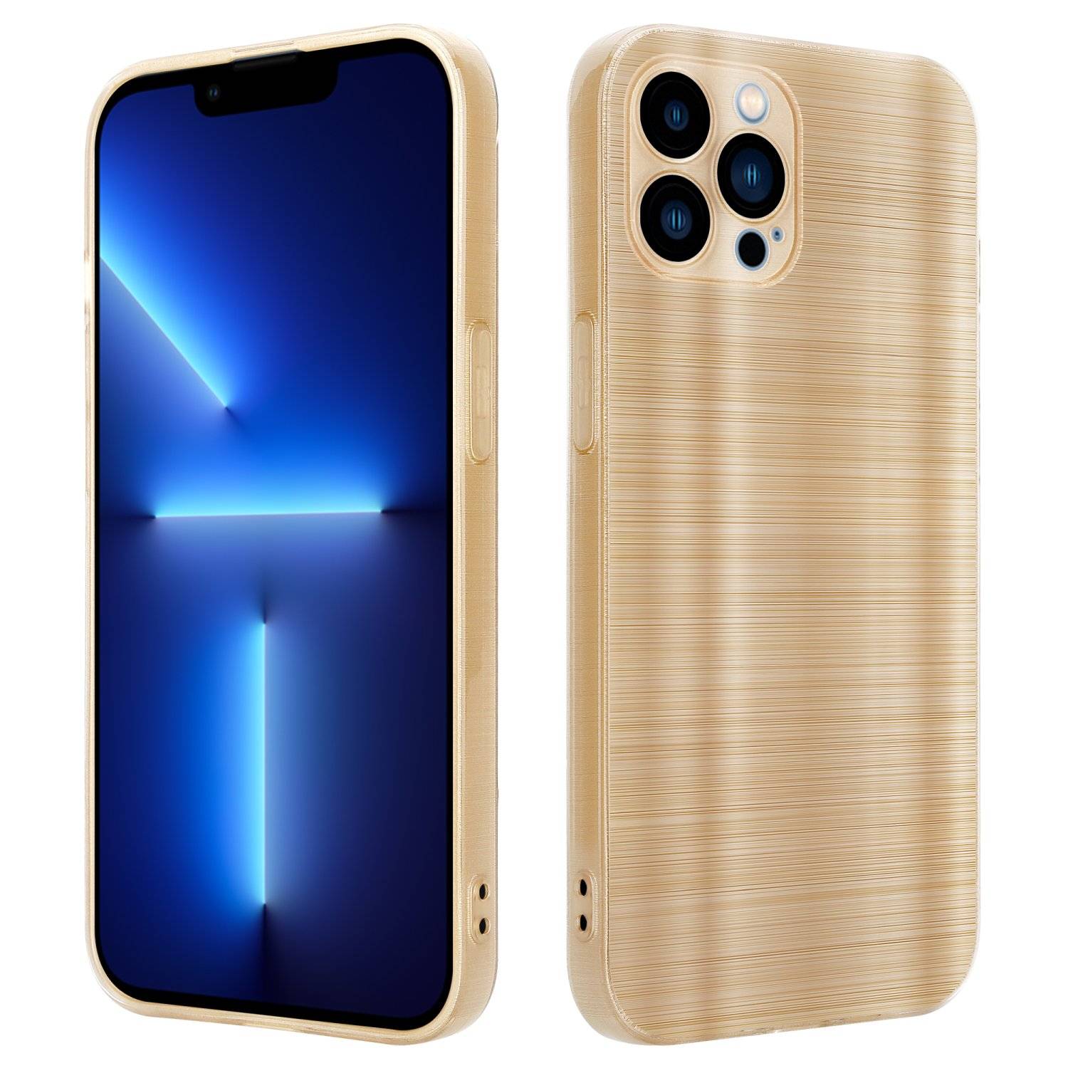 Cadorabo Hülle für Apple iPhone 13 PRO MAX Schutz Hülle in Gold Handyhülle TPU Silikon Etui Case