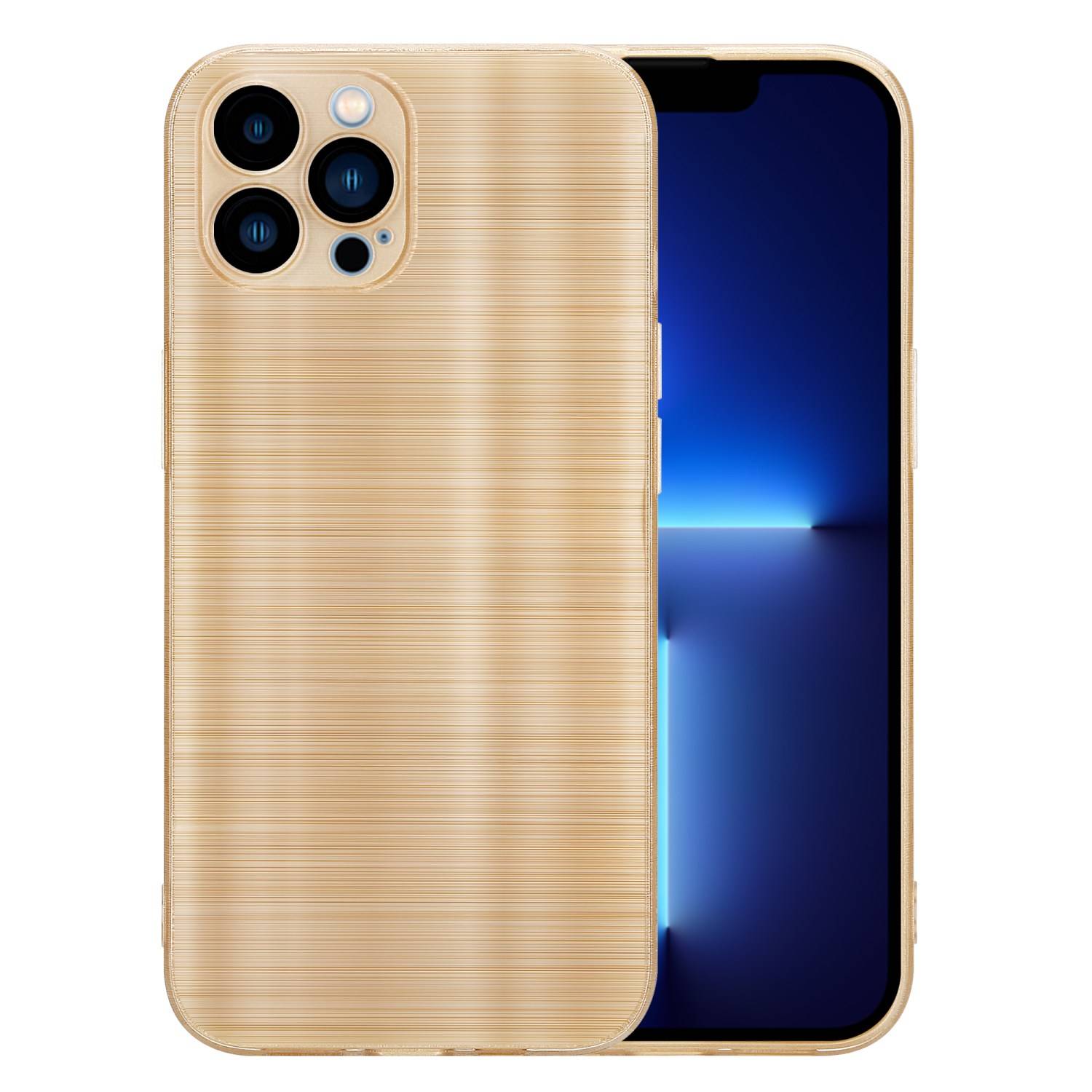Cadorabo Hülle für Apple iPhone 13 PRO MAX Schutz Hülle in Gold Handyhülle TPU Silikon Etui Case