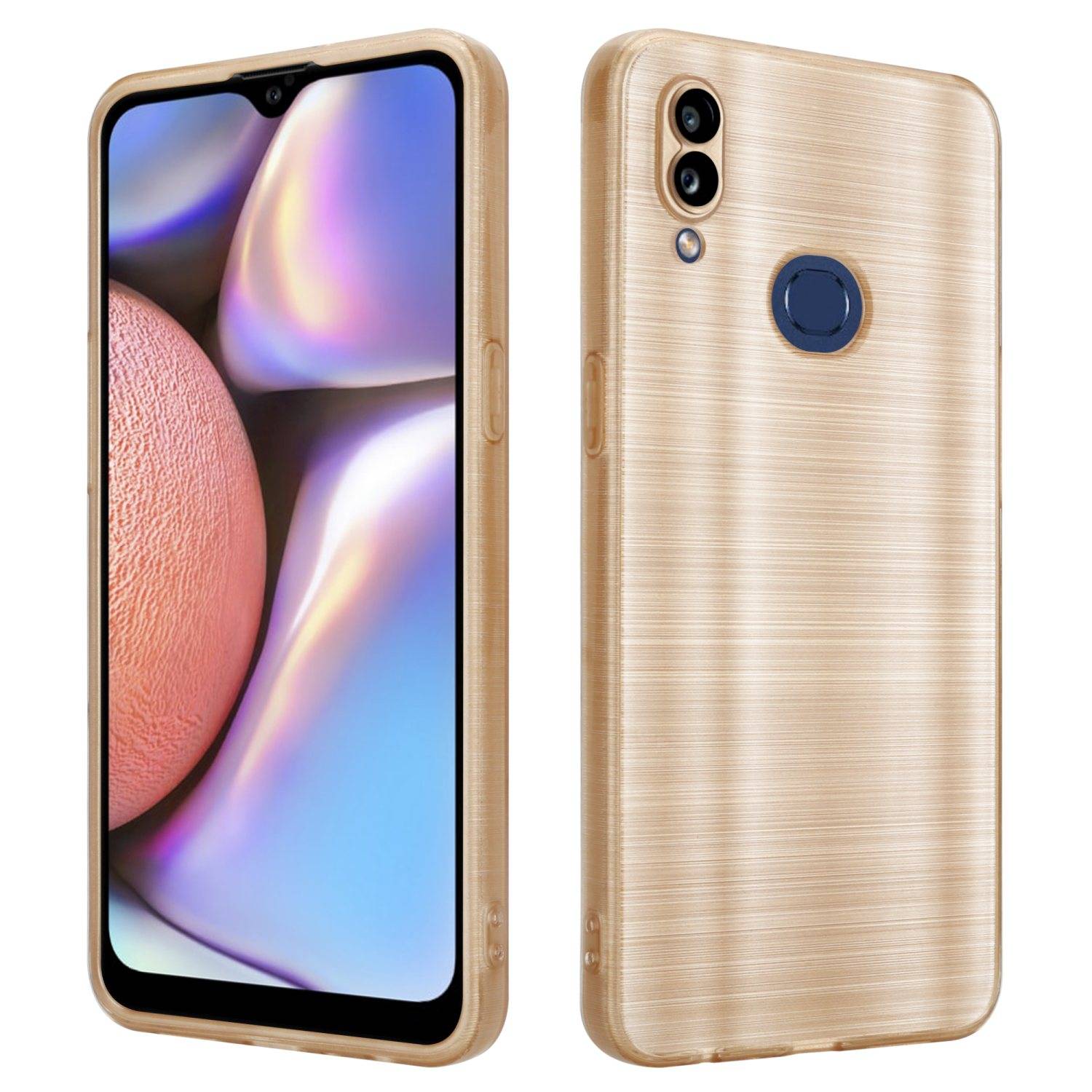 Cadorabo Hülle für Samsung Galaxy A10s / M01s Schutz Hülle in Gold Handyhülle TPU Silikon Etui Case