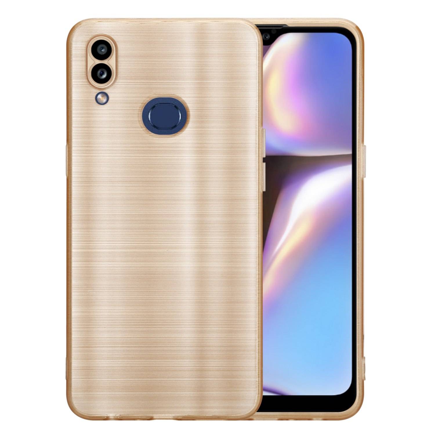 Cadorabo Hülle für Samsung Galaxy A10s / M01s Schutz Hülle in Gold Handyhülle TPU Silikon Etui Case