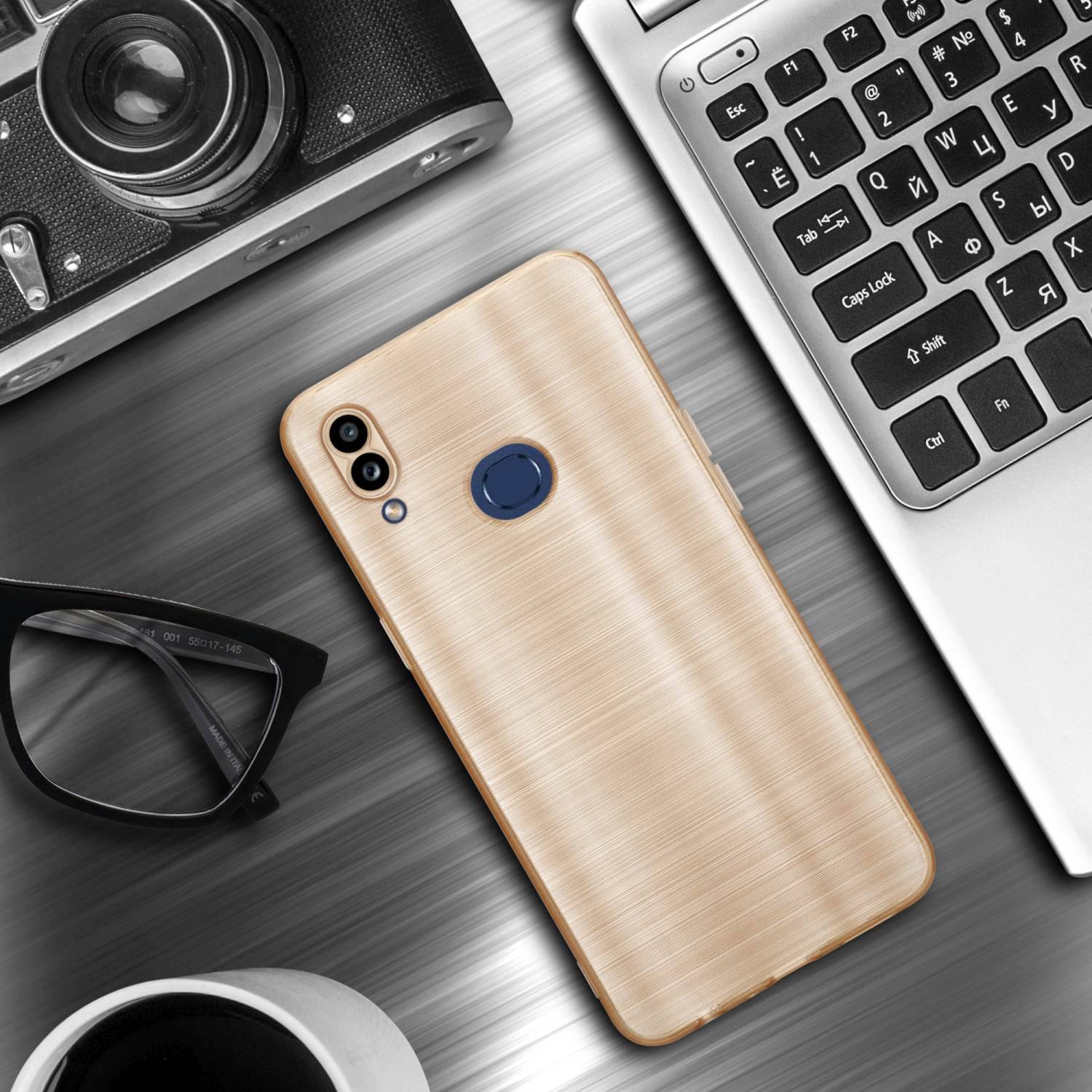 Cadorabo Hülle für Samsung Galaxy A10s / M01s Schutz Hülle in Gold Handyhülle TPU Silikon Etui Case