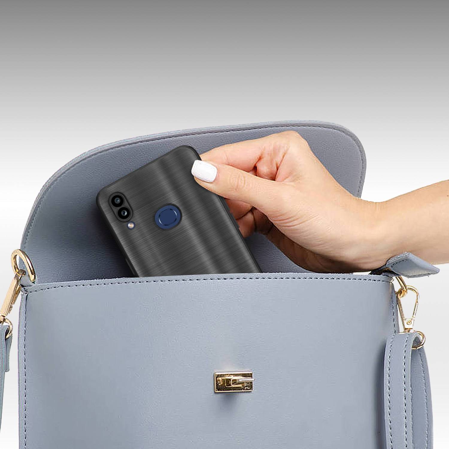 Cadorabo Hülle für Samsung Galaxy A10s / M01s Schutz Hülle in Schwarz Handyhülle TPU Silikon Etui Case