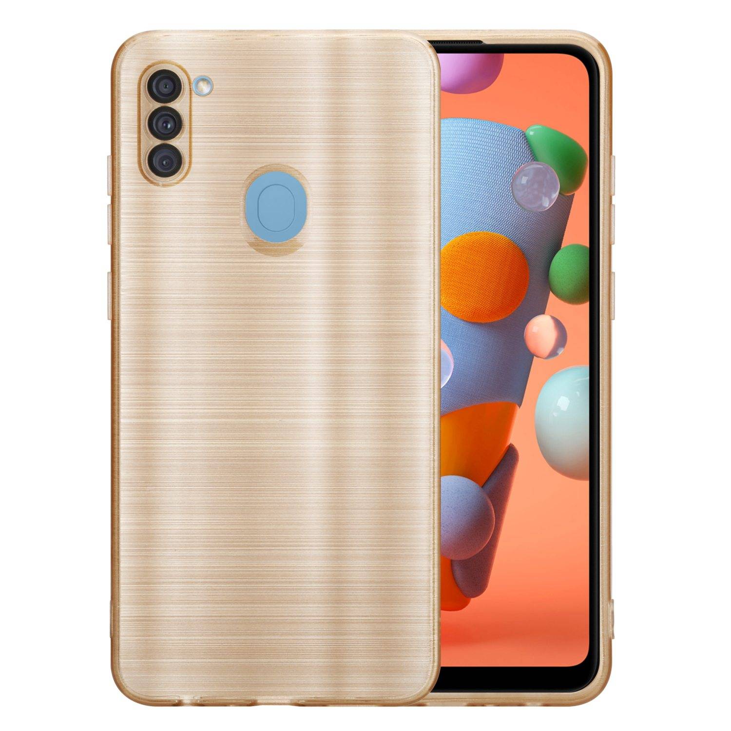 Cadorabo Hülle für Samsung Galaxy A11 / M11 Schutz Hülle in Gold Handyhülle TPU Silikon Etui Case