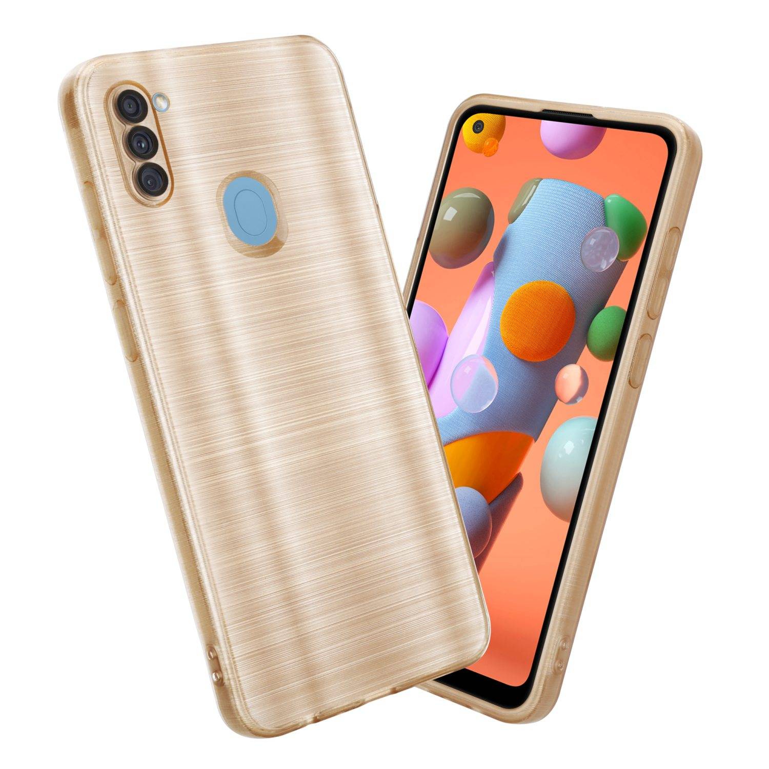 Cadorabo Hülle für Samsung Galaxy A11 / M11 Schutz Hülle in Gold Handyhülle TPU Silikon Etui Case