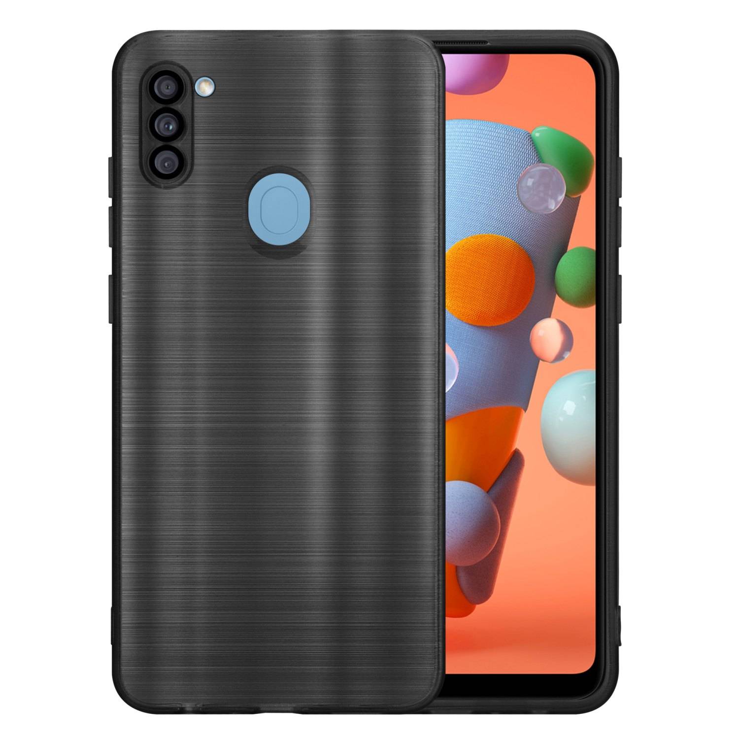 Cadorabo Hülle für Samsung Galaxy A11 / M11 Schutz Hülle in Schwarz Handyhülle TPU Silikon Etui Case