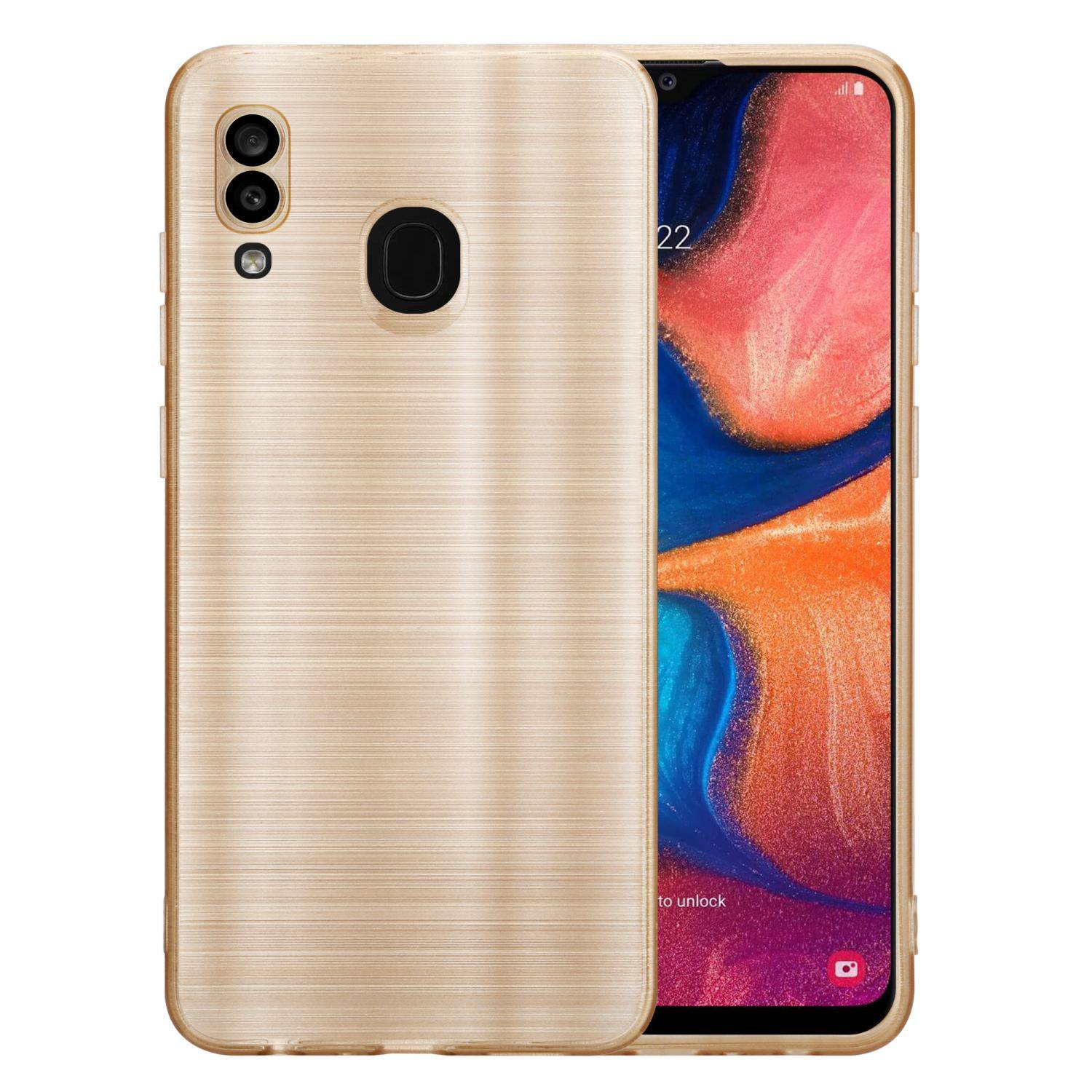 Cadorabo Hülle für Samsung Galaxy A20 / A30 / M10s Schutz Hülle in Gold Handyhülle TPU Silikon Etui Case