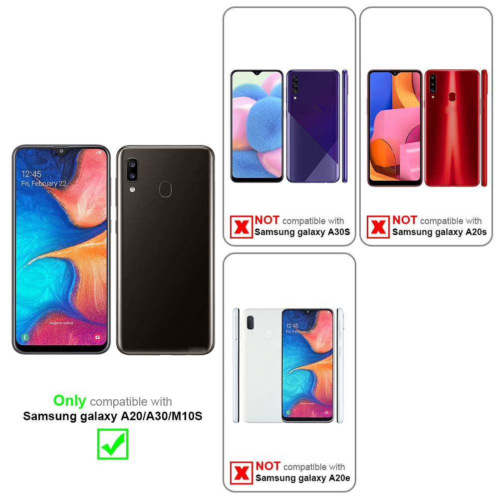 Cadorabo Hülle für Samsung Galaxy A20 / A30 / M10s Schutz Hülle in Schwarz Handyhülle TPU Silikon Etui Case
