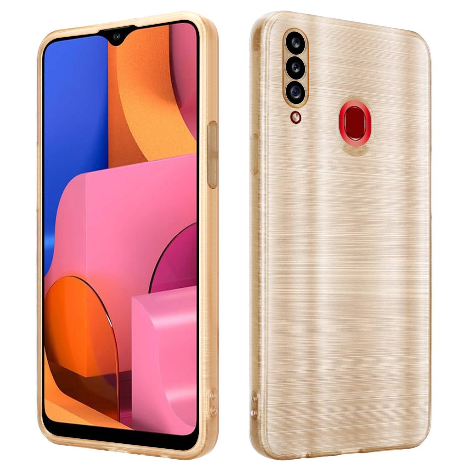 Cadorabo Hülle für Samsung Galaxy A20s Schutz Hülle in Gold Handyhülle TPU Silikon Etui Case