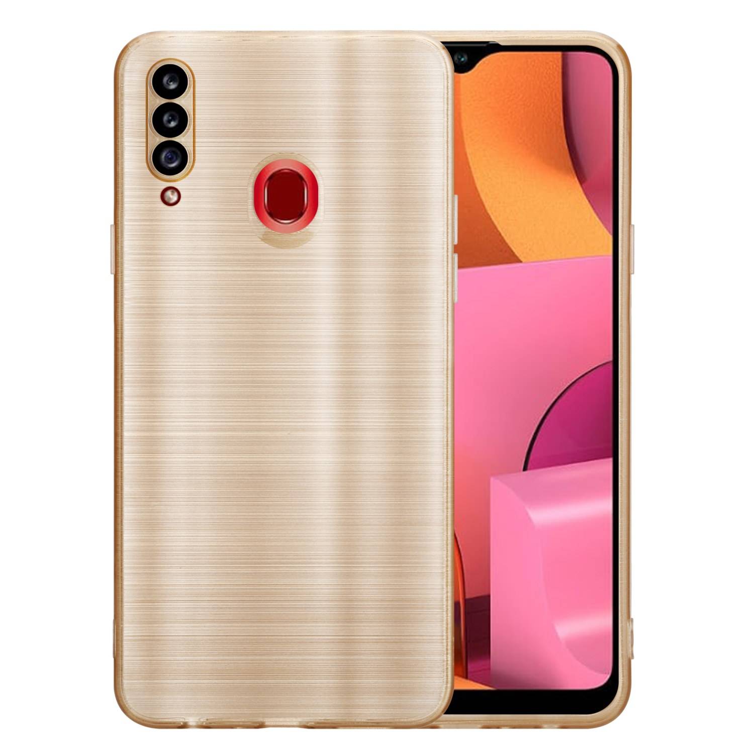 Cadorabo Hülle für Samsung Galaxy A20s Schutz Hülle in Gold Handyhülle TPU Silikon Etui Case