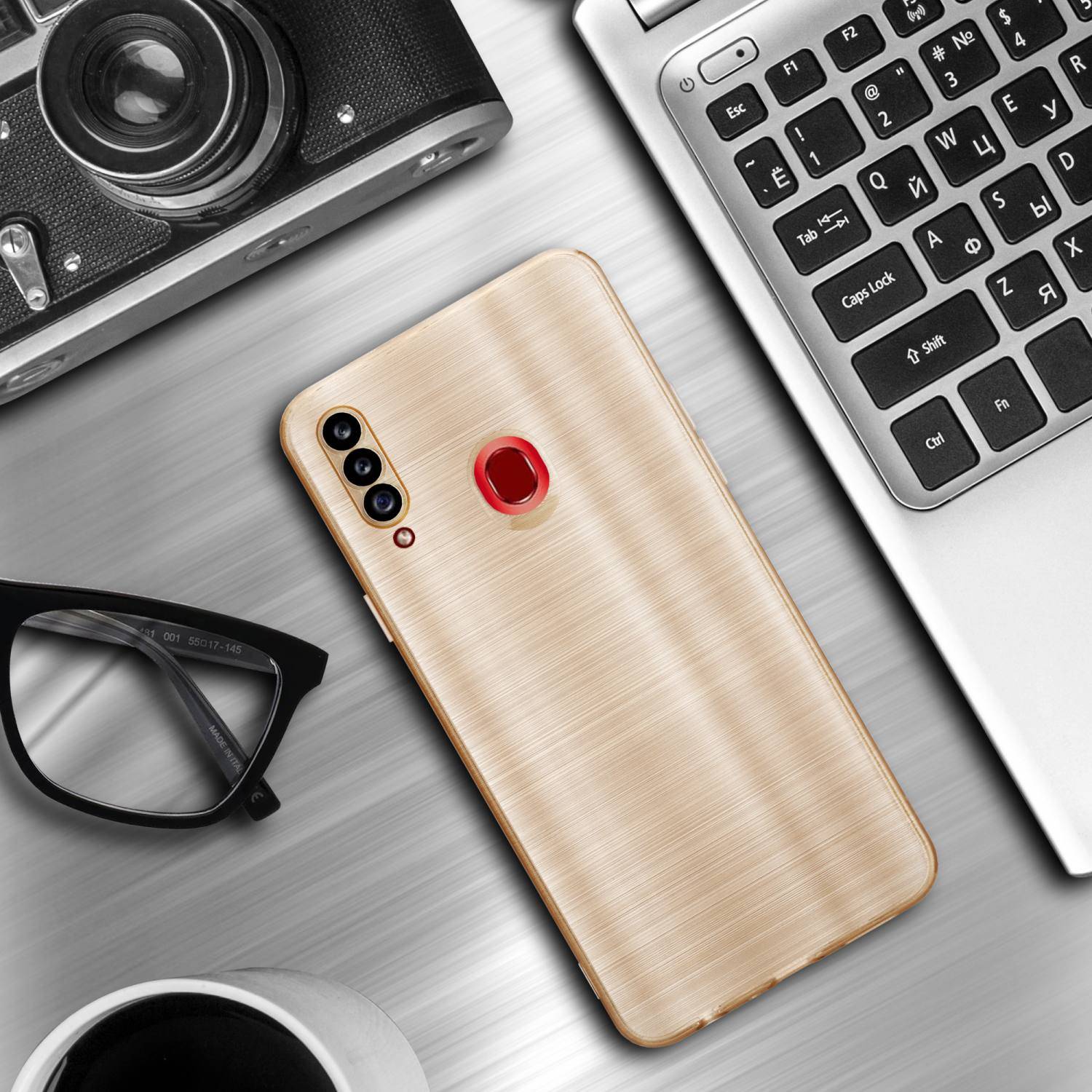 Cadorabo Hülle für Samsung Galaxy A20s Schutz Hülle in Gold Handyhülle TPU Silikon Etui Case