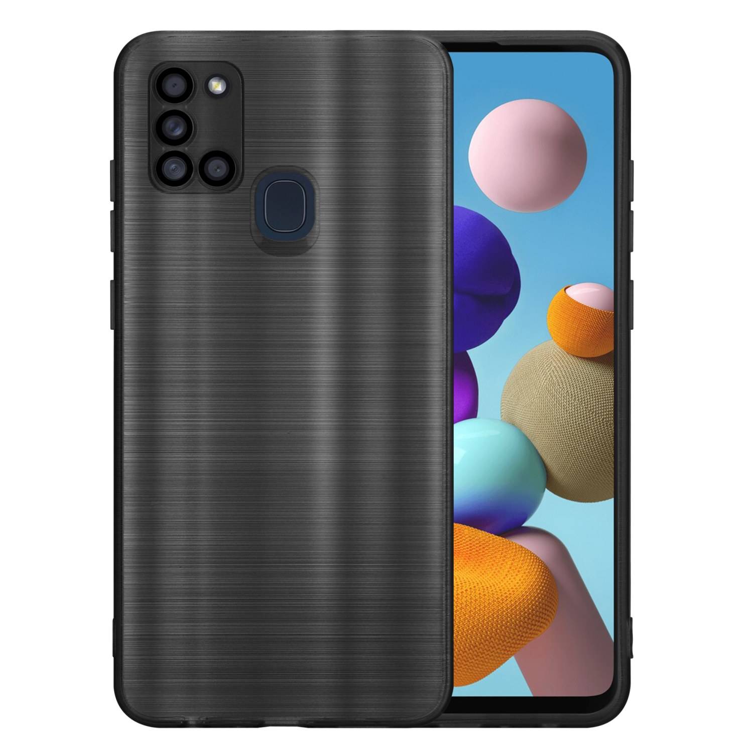Cadorabo Hülle für Samsung Galaxy A21s Schutz Hülle in Schwarz Handyhülle TPU Silikon Etui Case