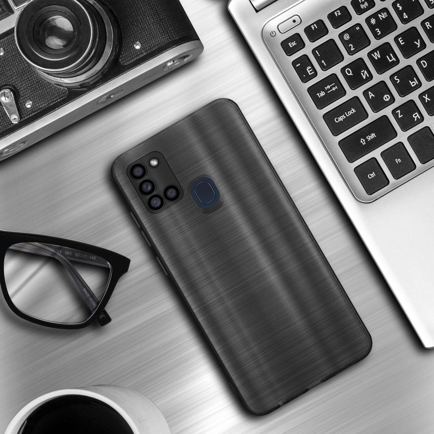 Cadorabo Hülle für Samsung Galaxy A21s Schutz Hülle in Schwarz Handyhülle TPU Silikon Etui Case