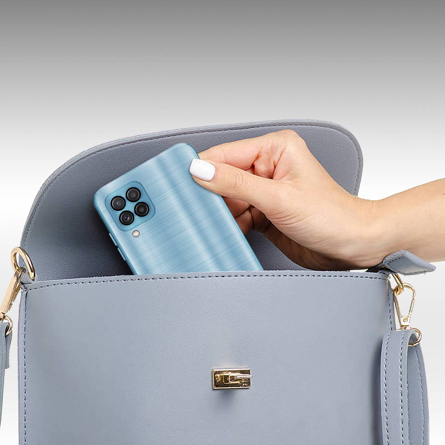 Cadorabo Hülle für Samsung Galaxy A22 4G Schutz Hülle in Türkis Handyhülle TPU Silikon Etui Case